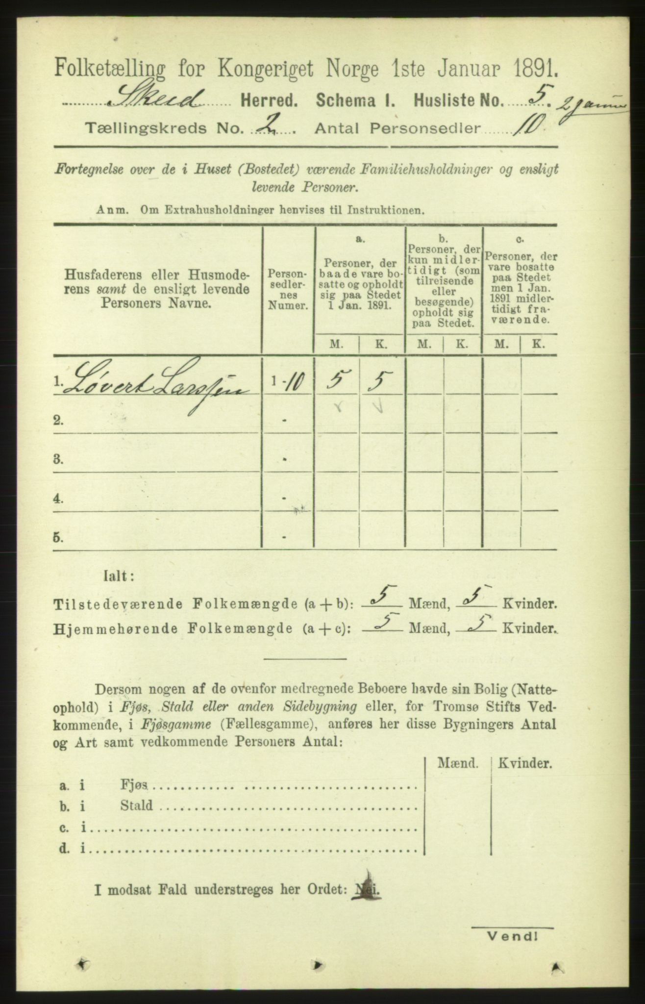 RA, 1891 census for 1732 Skei, 1891, p. 552