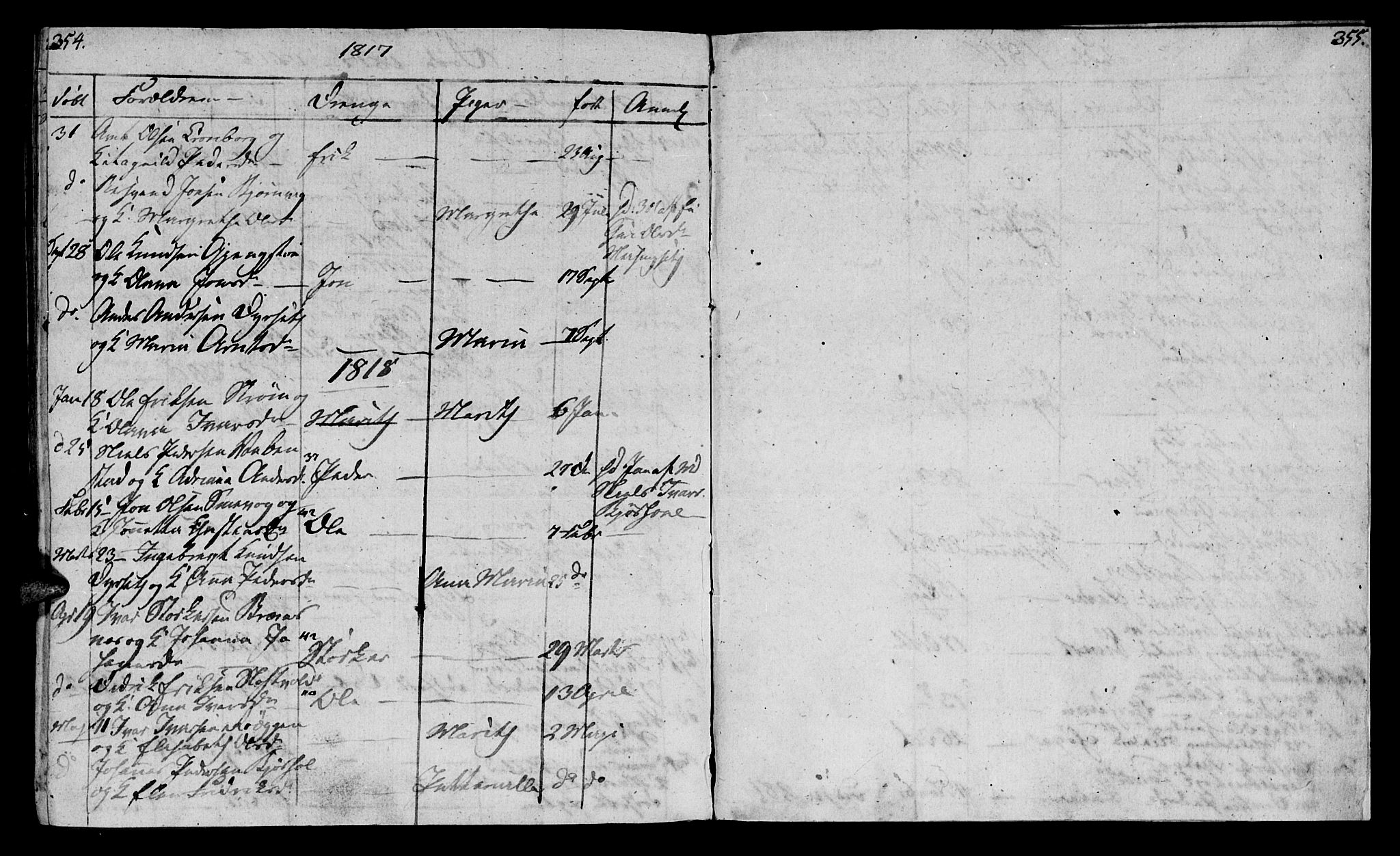 Ministerialprotokoller, klokkerbøker og fødselsregistre - Møre og Romsdal, SAT/A-1454/569/L0817: Parish register (official) no. 569A03, 1805-1819, p. 354-355