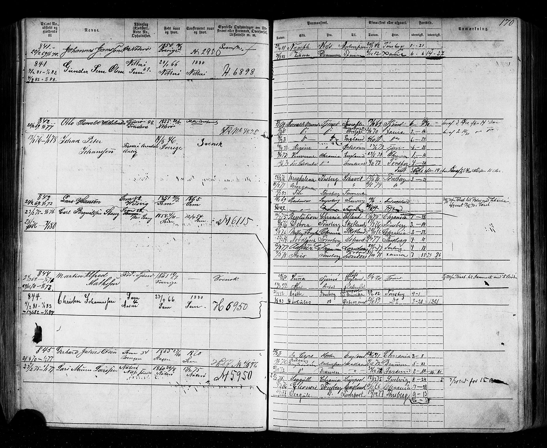 Tønsberg innrulleringskontor, SAKO/A-786/F/Fb/L0002: Annotasjonsrulle Patent nr. 1-2635, 1869-1877, p. 195