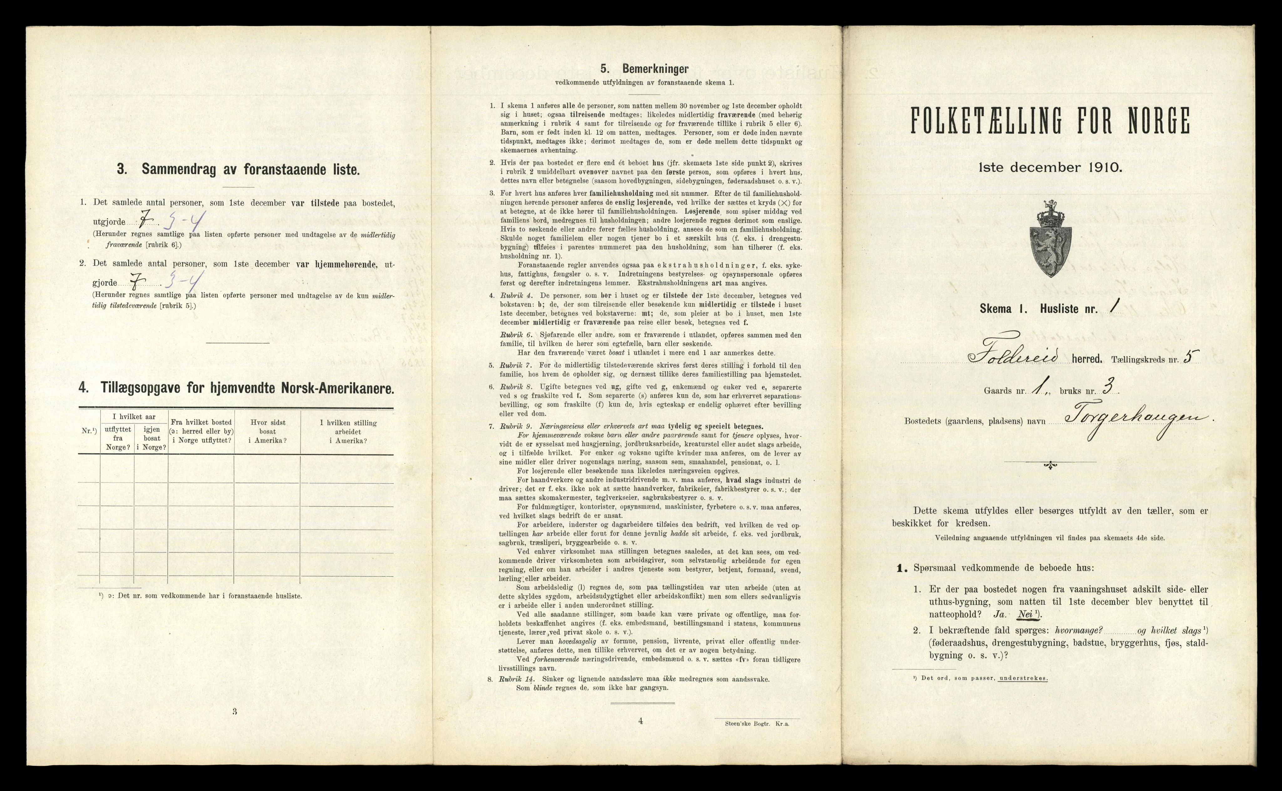 RA, 1910 census for Foldereid, 1910, p. 296