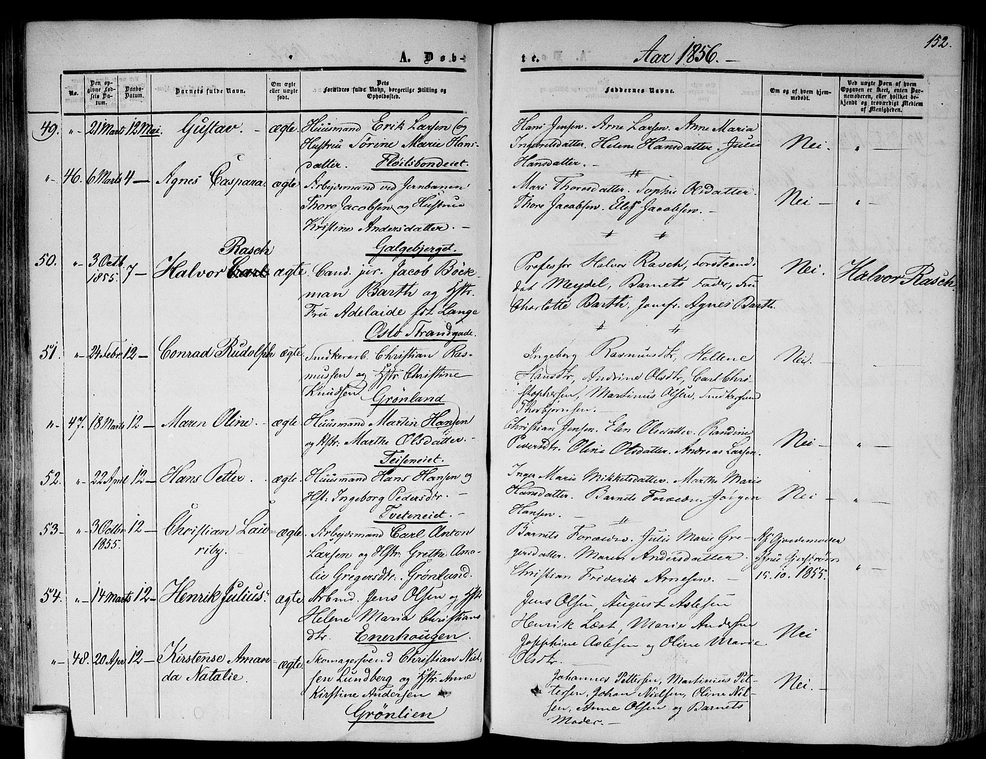 Gamlebyen prestekontor Kirkebøker, SAO/A-10884/F/Fa/L0004: Parish register (official) no. 4, 1850-1857, p. 152