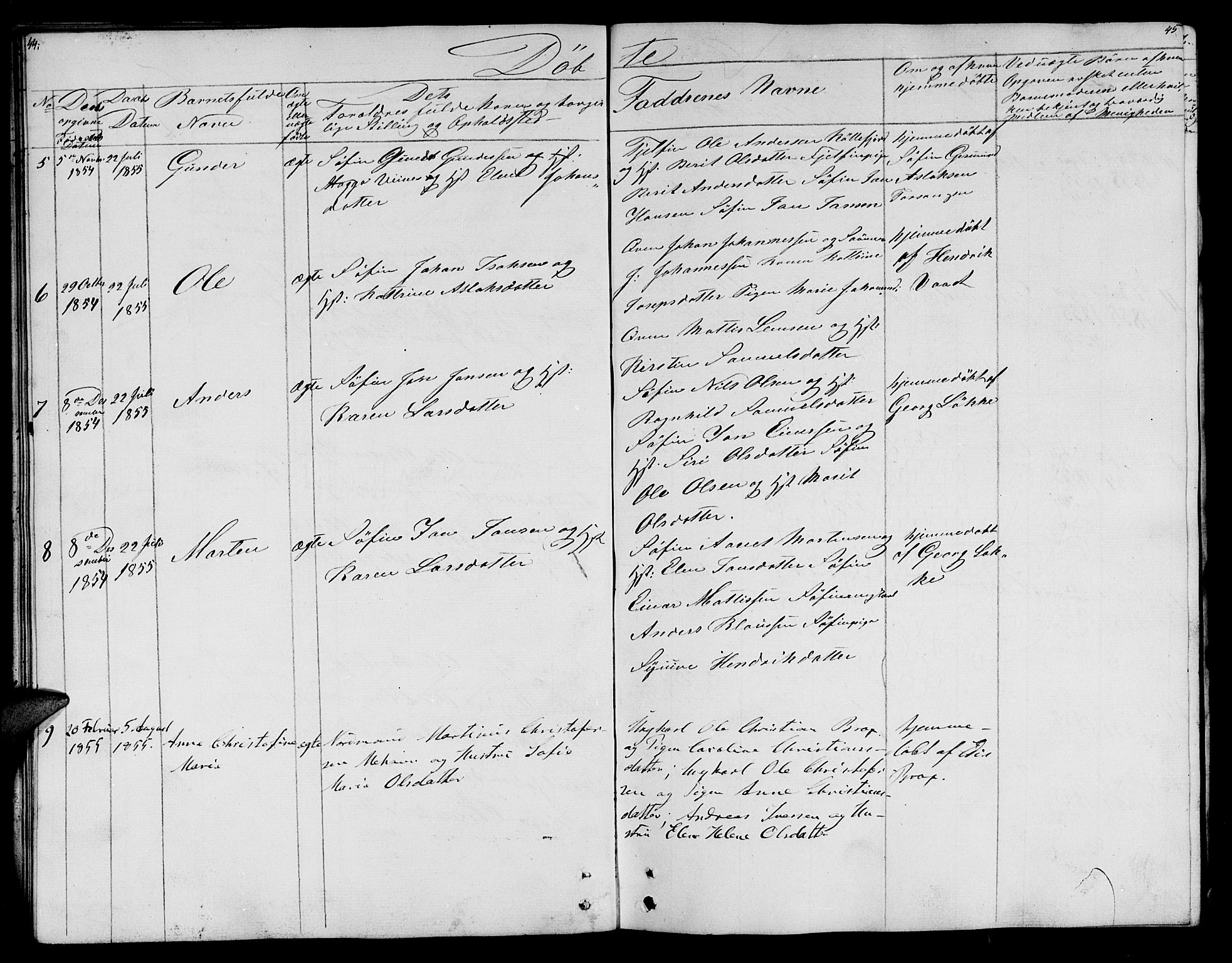 Lebesby sokneprestkontor, AV/SATØ-S-1353/H/Hb/L0001klokker: Parish register (copy) no. 1, 1846-1862, p. 44-45