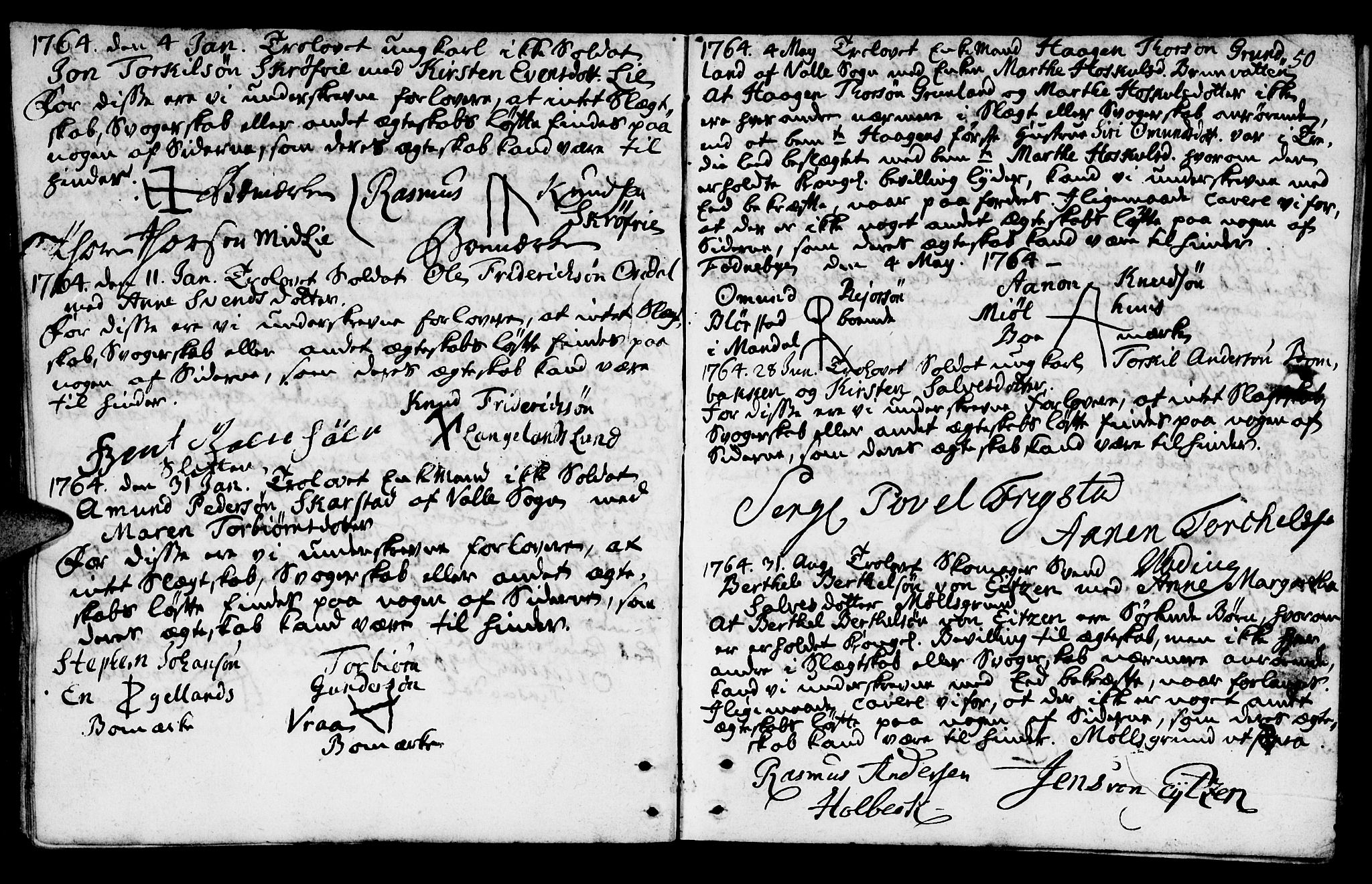 Mandal sokneprestkontor, SAK/1111-0030/F/Fa/Fab/L0001: Parish register (official) no. A 1, 1720-1793, p. 50