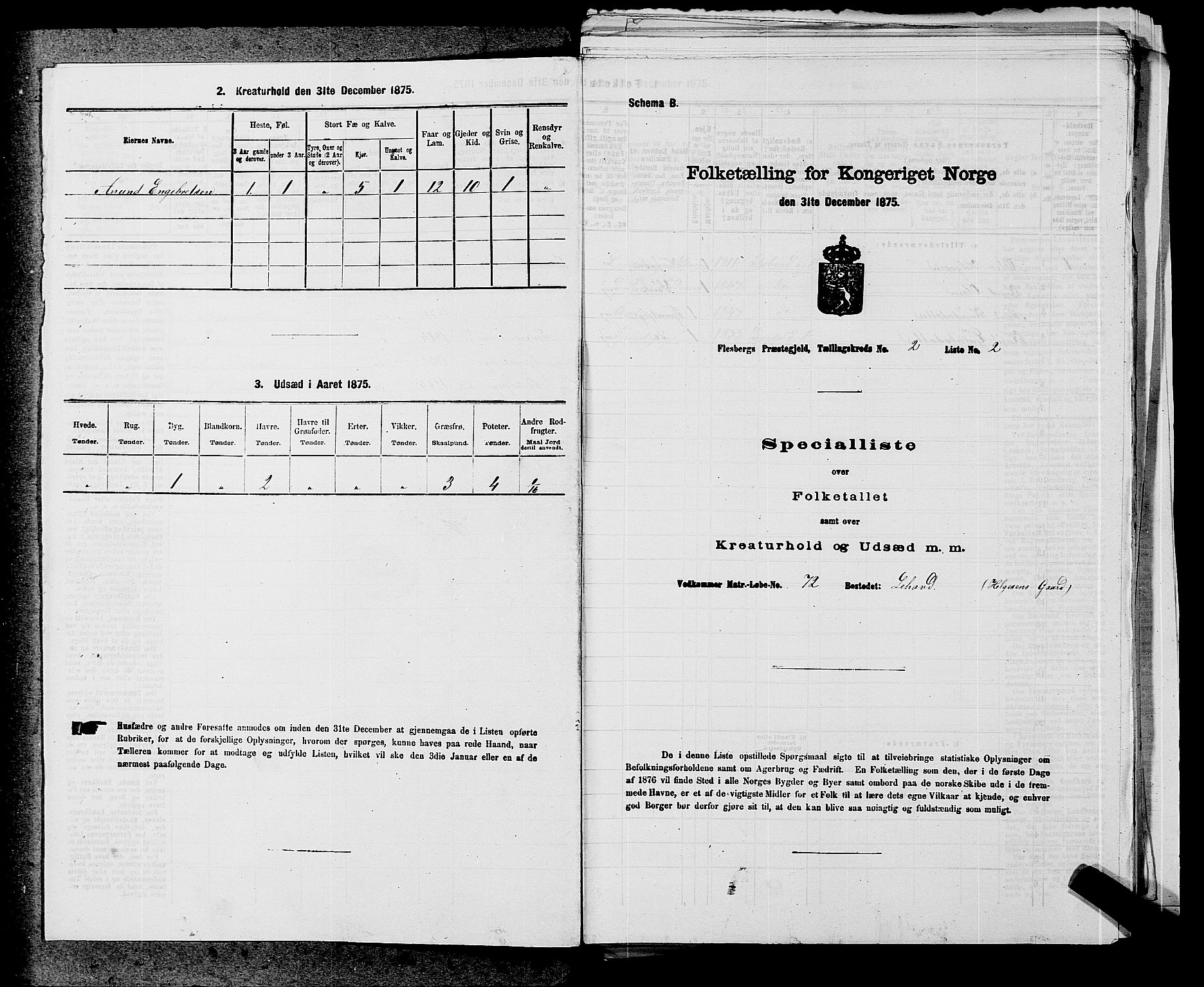 SAKO, 1875 census for 0631P Flesberg, 1875, p. 281