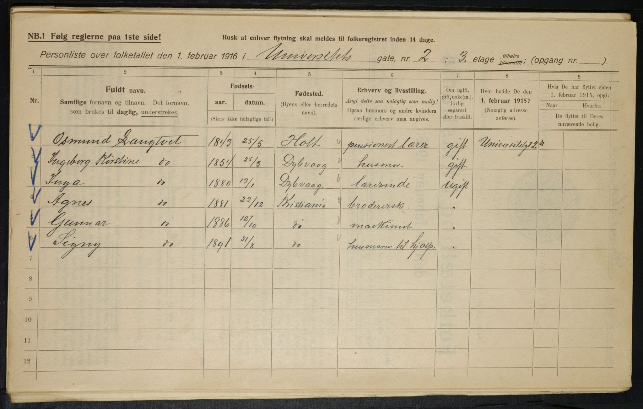 OBA, Municipal Census 1916 for Kristiania, 1916, p. 123671