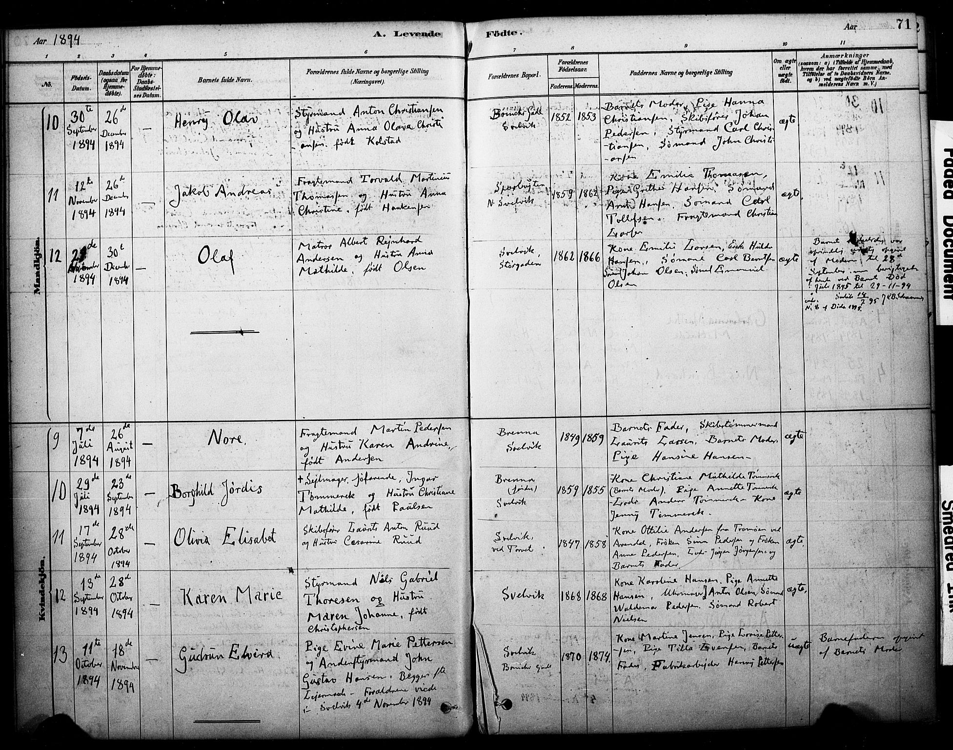 Strømm kirkebøker, AV/SAKO-A-322/F/Fb/L0001: Parish register (official) no. II 1, 1878-1899, p. 71