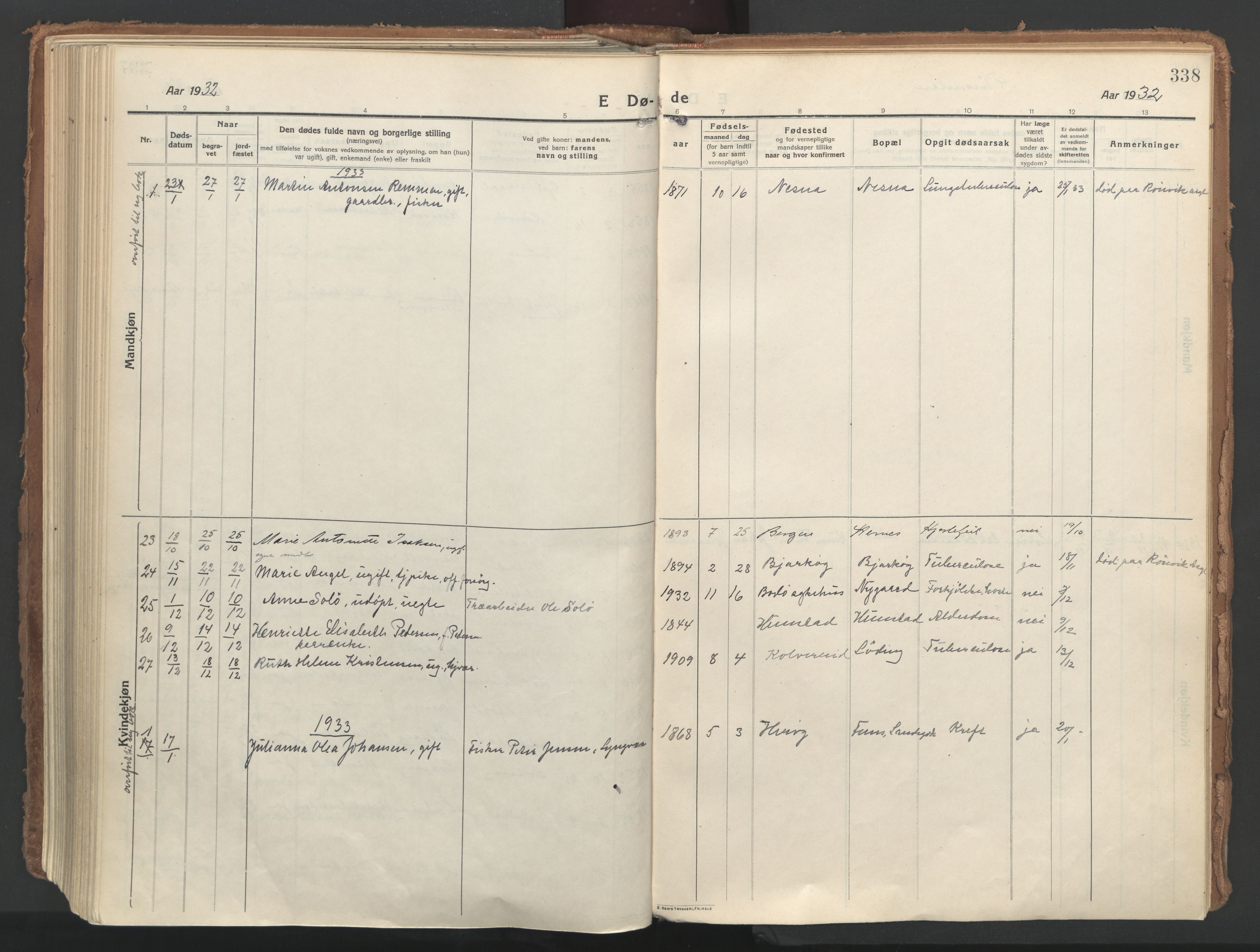 Ministerialprotokoller, klokkerbøker og fødselsregistre - Nordland, AV/SAT-A-1459/802/L0060: Parish register (official) no. 802A07, 1916-1933, p. 338