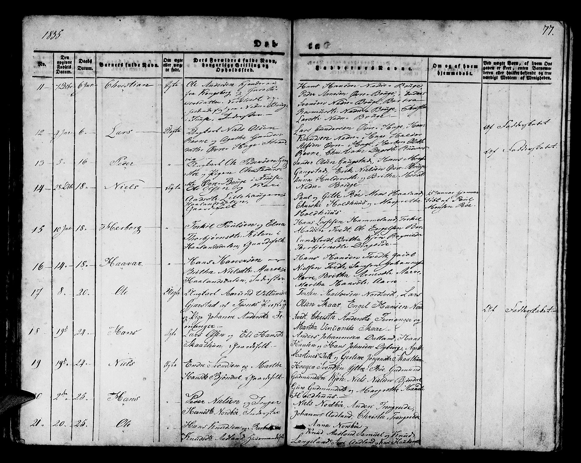 Os sokneprestembete, SAB/A-99929: Parish register (official) no. A 14, 1826-1839, p. 77