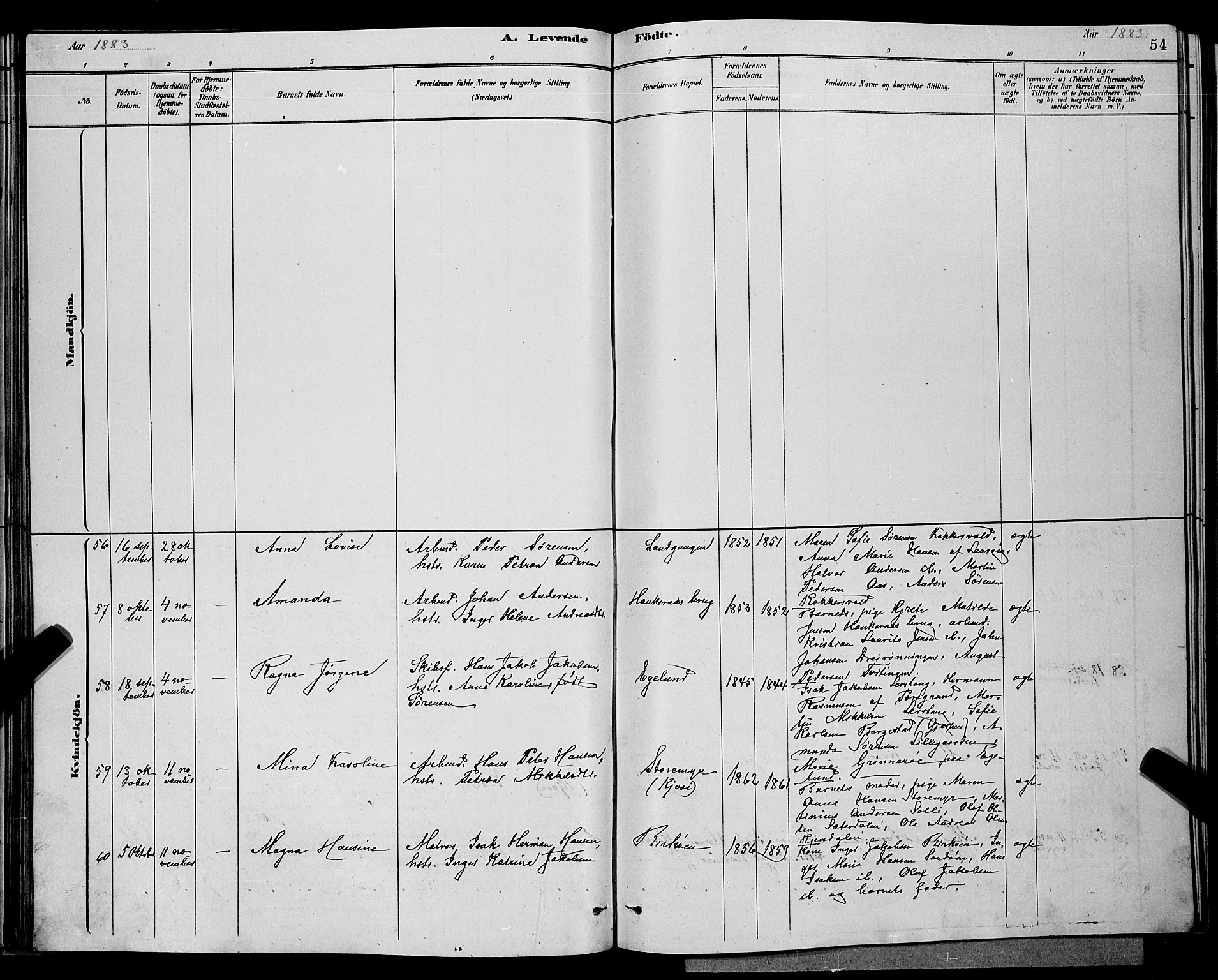 Eidanger kirkebøker, AV/SAKO-A-261/G/Ga/L0002: Parish register (copy) no. 2, 1879-1892, p. 54