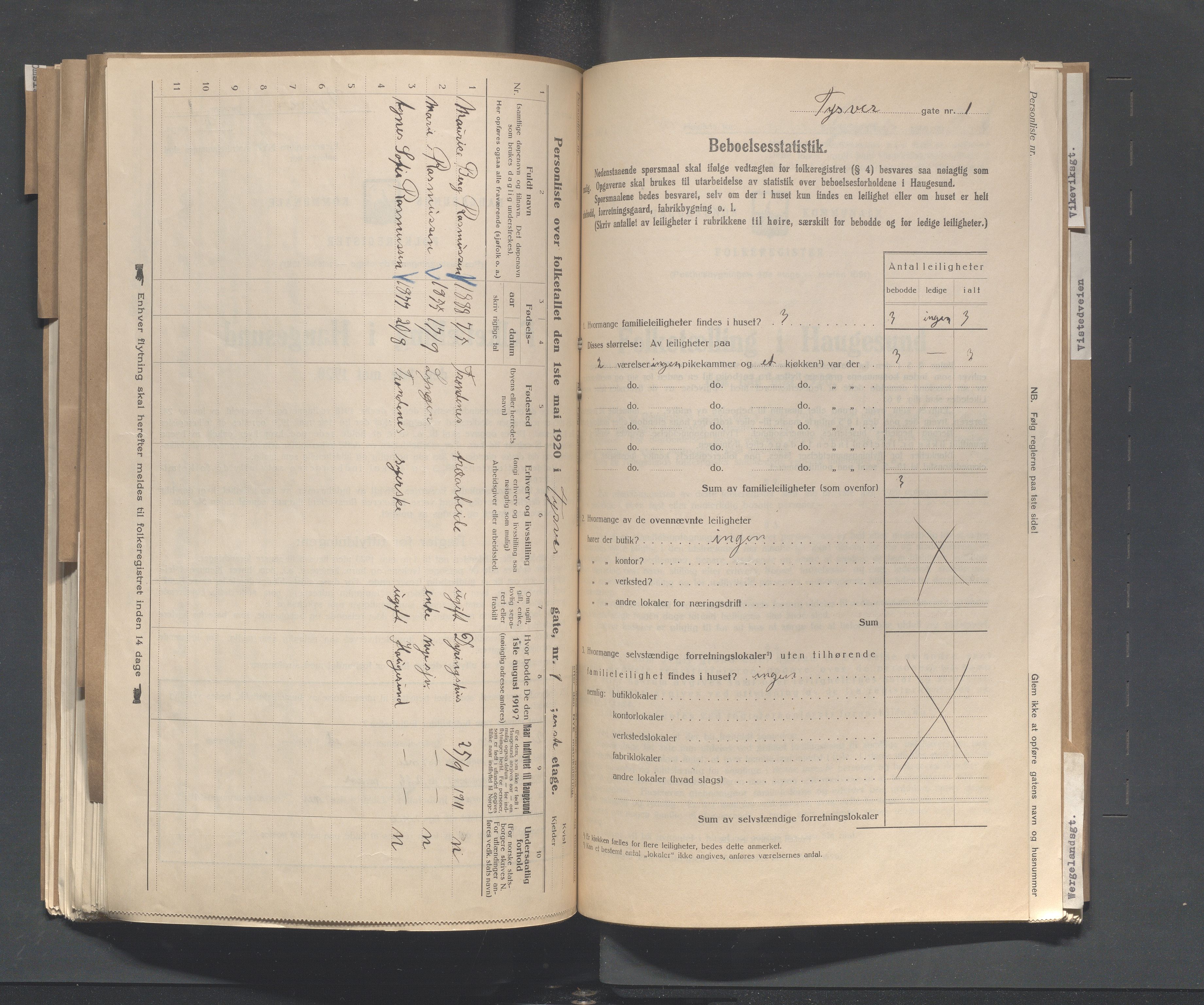 IKAR, Local census 1.5.1920 for Haugesund, 1920, p. 5256