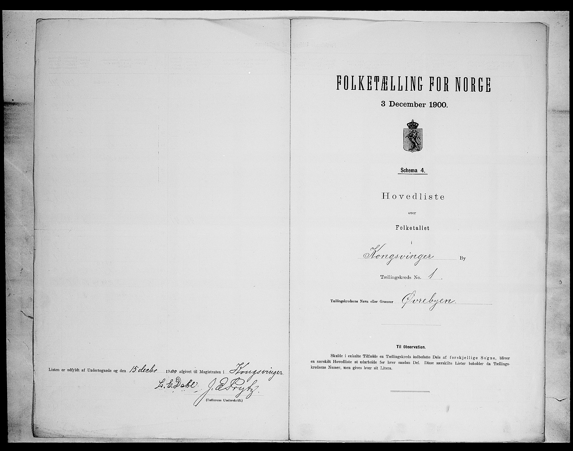 SAH, 1900 census for Kongsvinger, 1900, p. 9