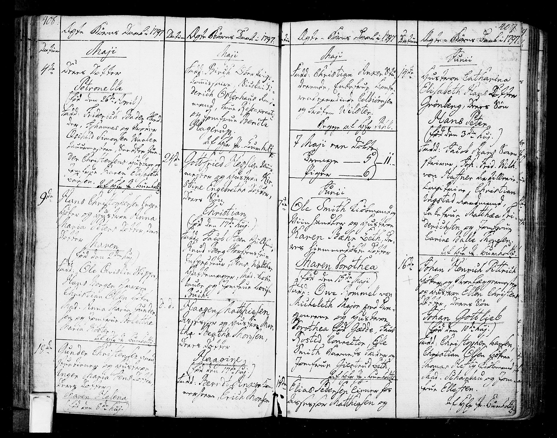Oslo domkirke Kirkebøker, SAO/A-10752/F/Fa/L0005: Parish register (official) no. 5, 1787-1806, p. 406-407