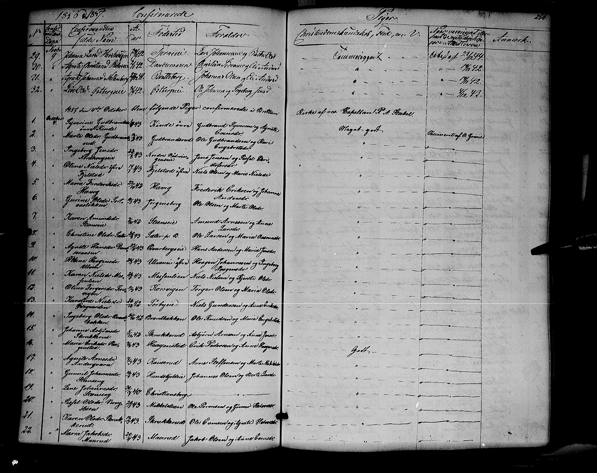 Ringsaker prestekontor, SAH/PREST-014/K/Ka/L0009: Parish register (official) no. 9, 1850-1860, p. 256