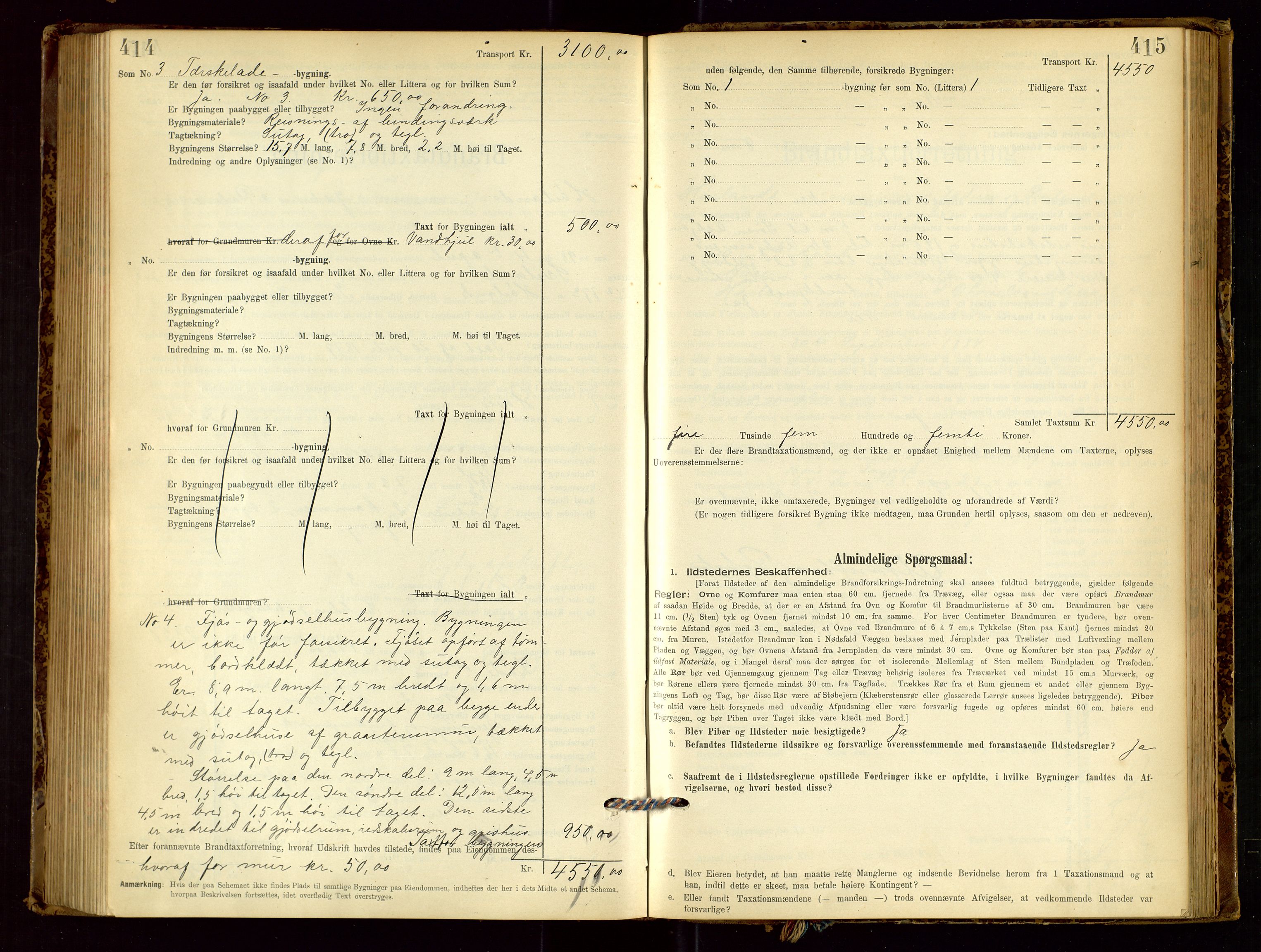 Høyland/Sandnes lensmannskontor, AV/SAST-A-100166/Gob/L0001: "Brandtaxtprotokol", 1890-1913, p. 414-415