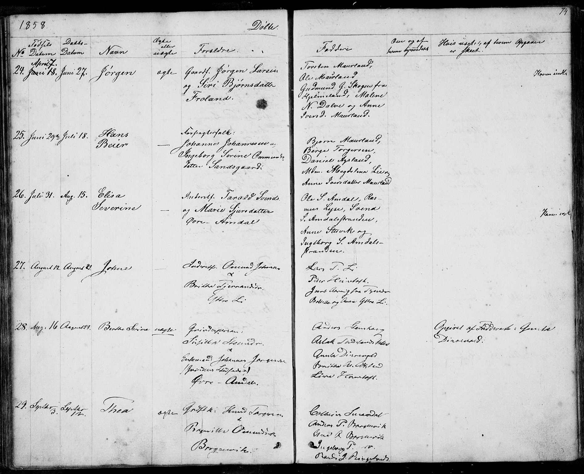 Nedstrand sokneprestkontor, AV/SAST-A-101841/01/IV: Parish register (official) no. A 8, 1839-1860, p. 74