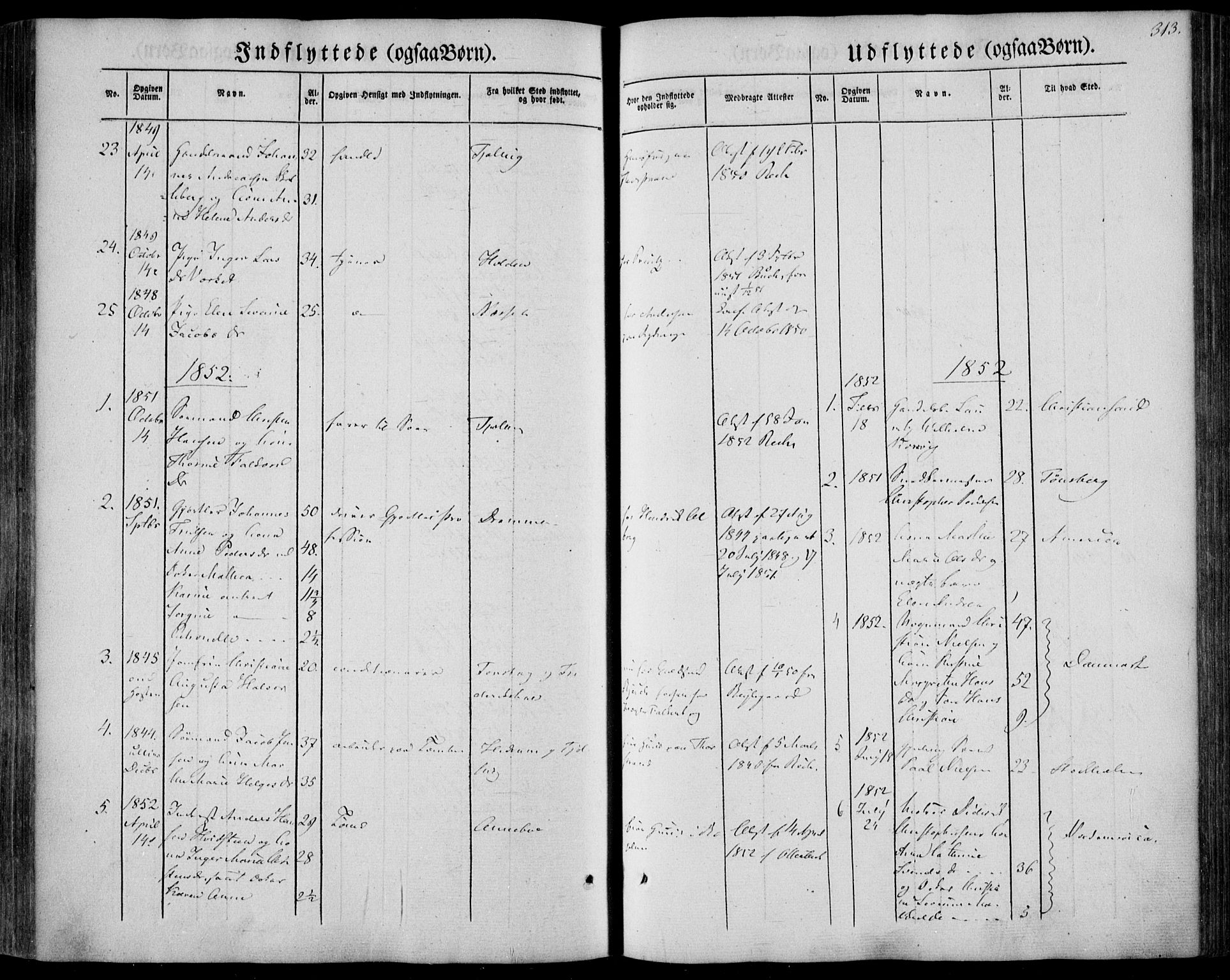 Larvik kirkebøker, SAKO/A-352/F/Fa/L0003: Parish register (official) no. I 3, 1848-1856, p. 313