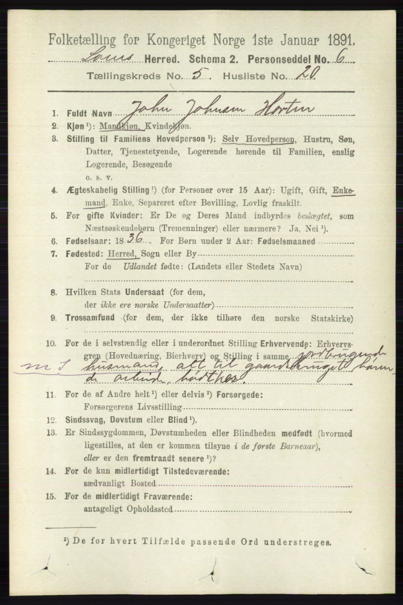 RA, 1891 census for 0514 Lom, 1891, p. 1963