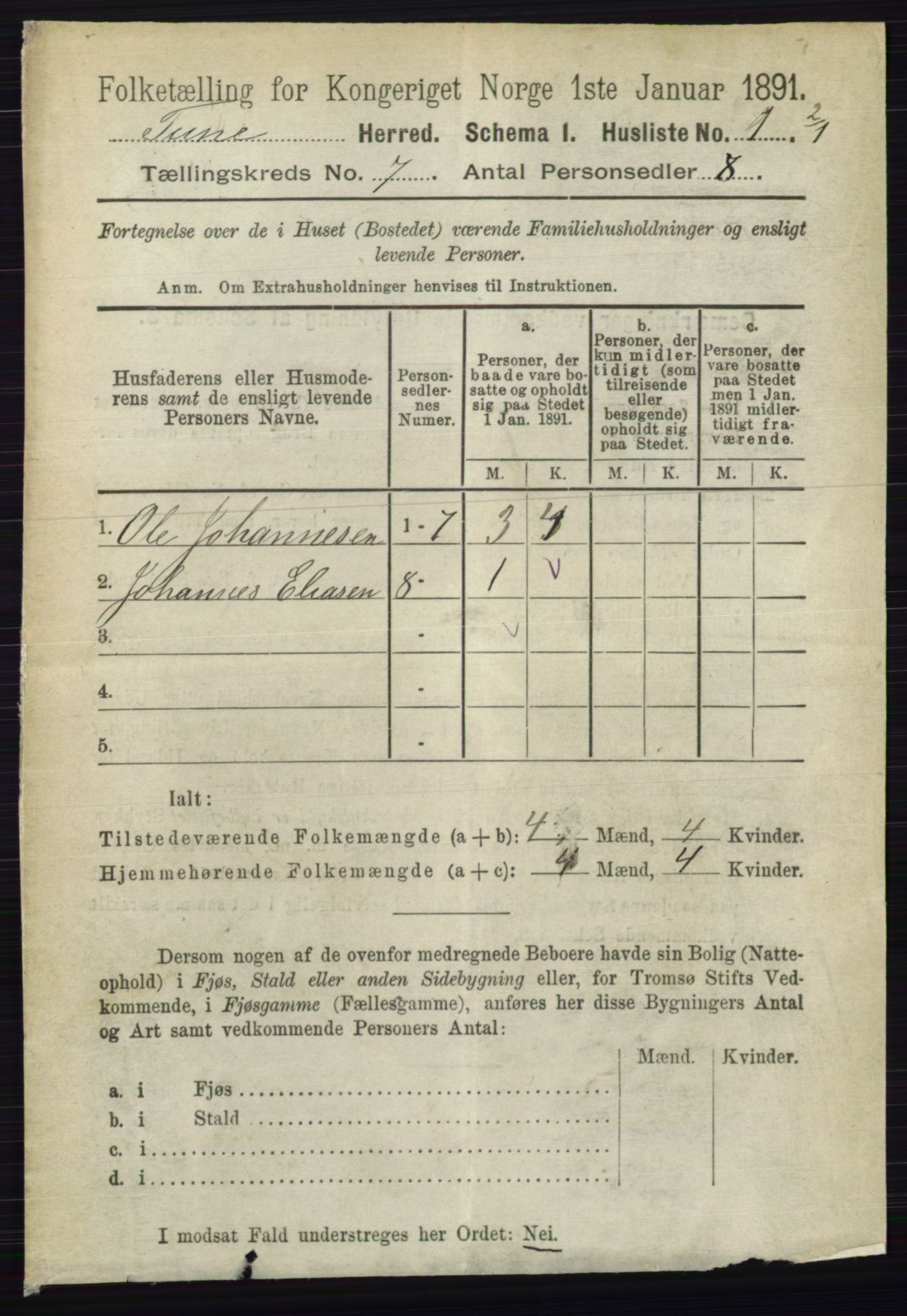 RA, 1891 census for 0130 Tune, 1891, p. 5048