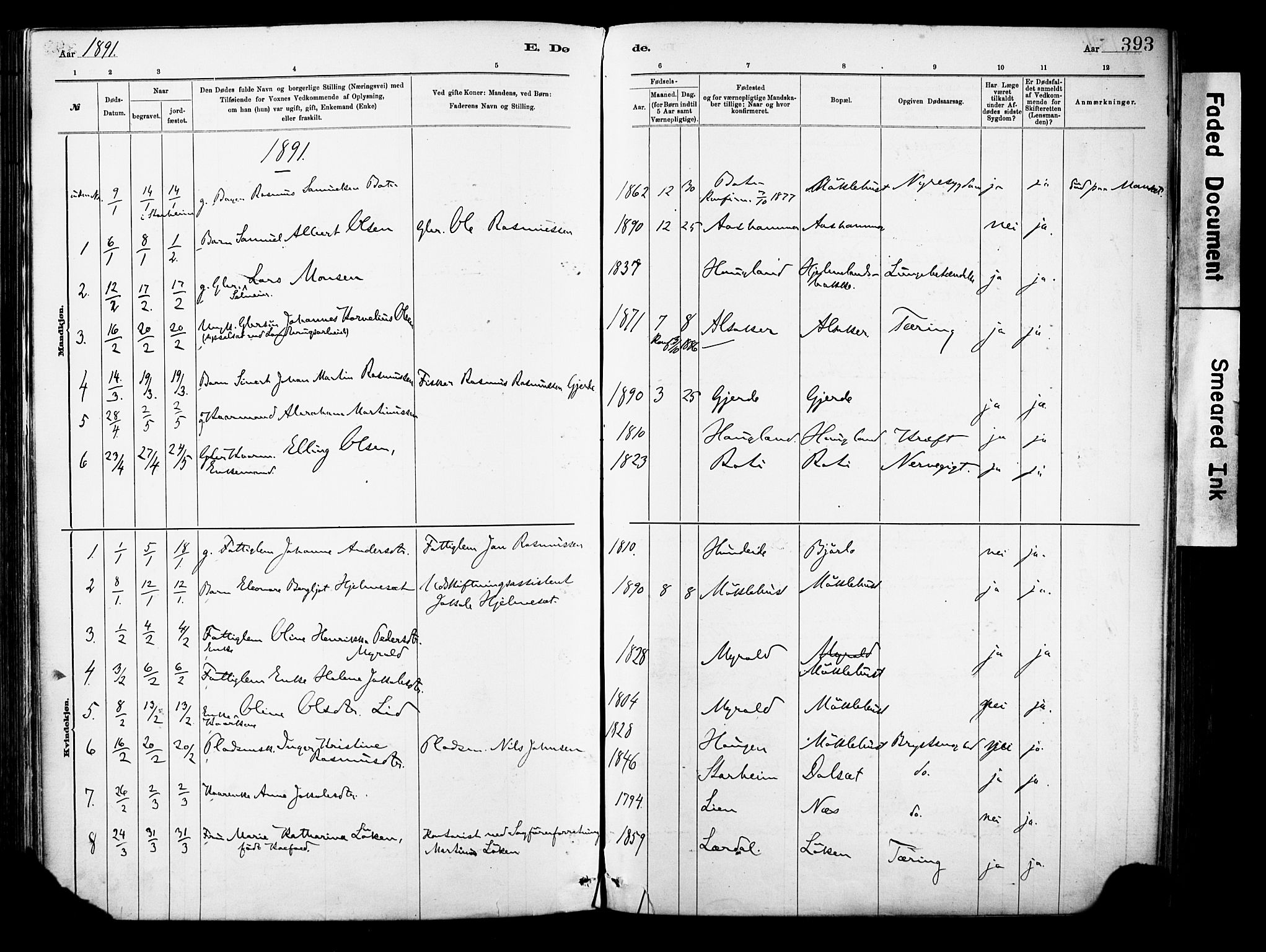 Eid sokneprestembete, AV/SAB-A-82301/H/Haa/Haab/L0001: Parish register (official) no. B 1, 1879-1906, p. 393