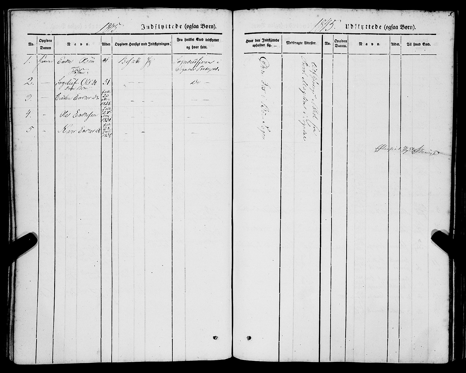 Lavik sokneprestembete, AV/SAB-A-80901: Parish register (official) no. A 3, 1843-1863, p. 5