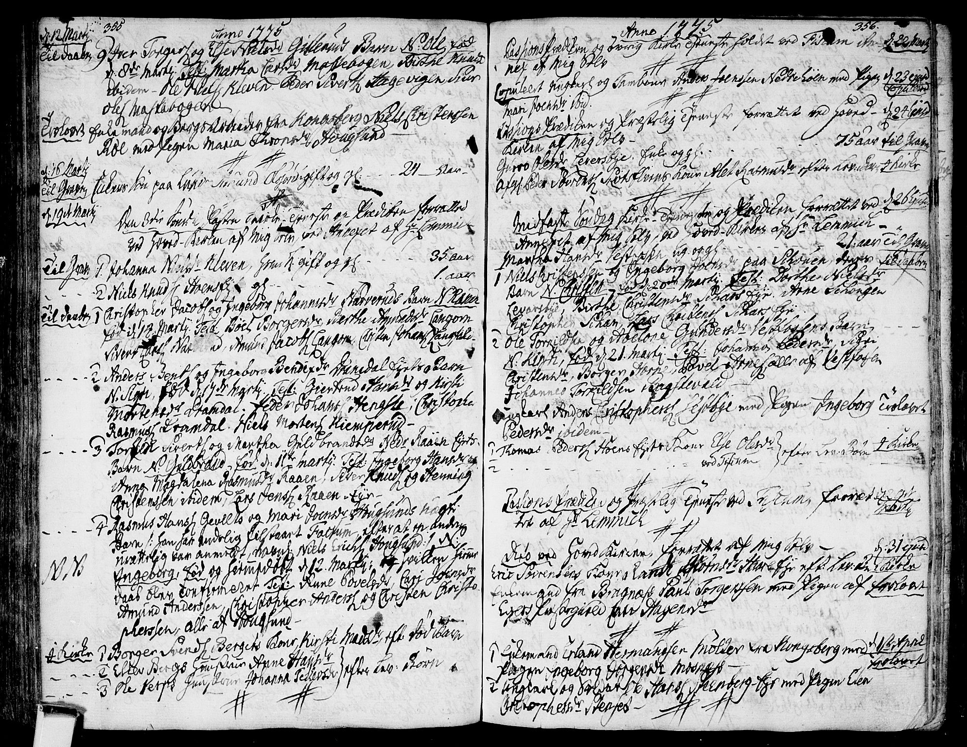 Eiker kirkebøker, SAKO/A-4/F/Fa/L0008: Parish register (official) no. I 8, 1764-1788, p. 355-356