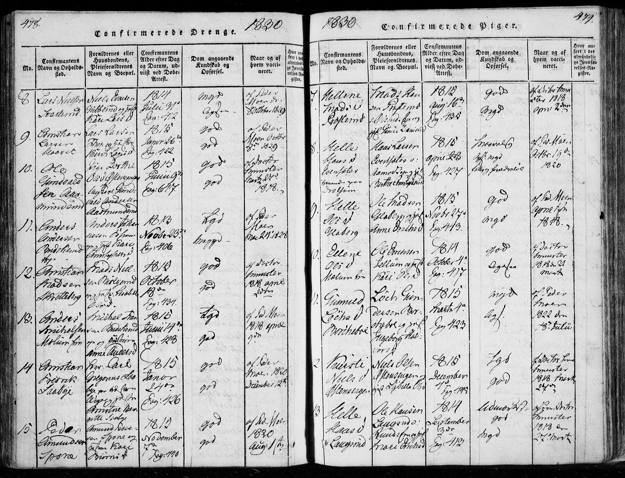 Modum kirkebøker, AV/SAKO-A-234/F/Fa/L0006: Parish register (official) no. 6, 1832-1841, p. 478-479