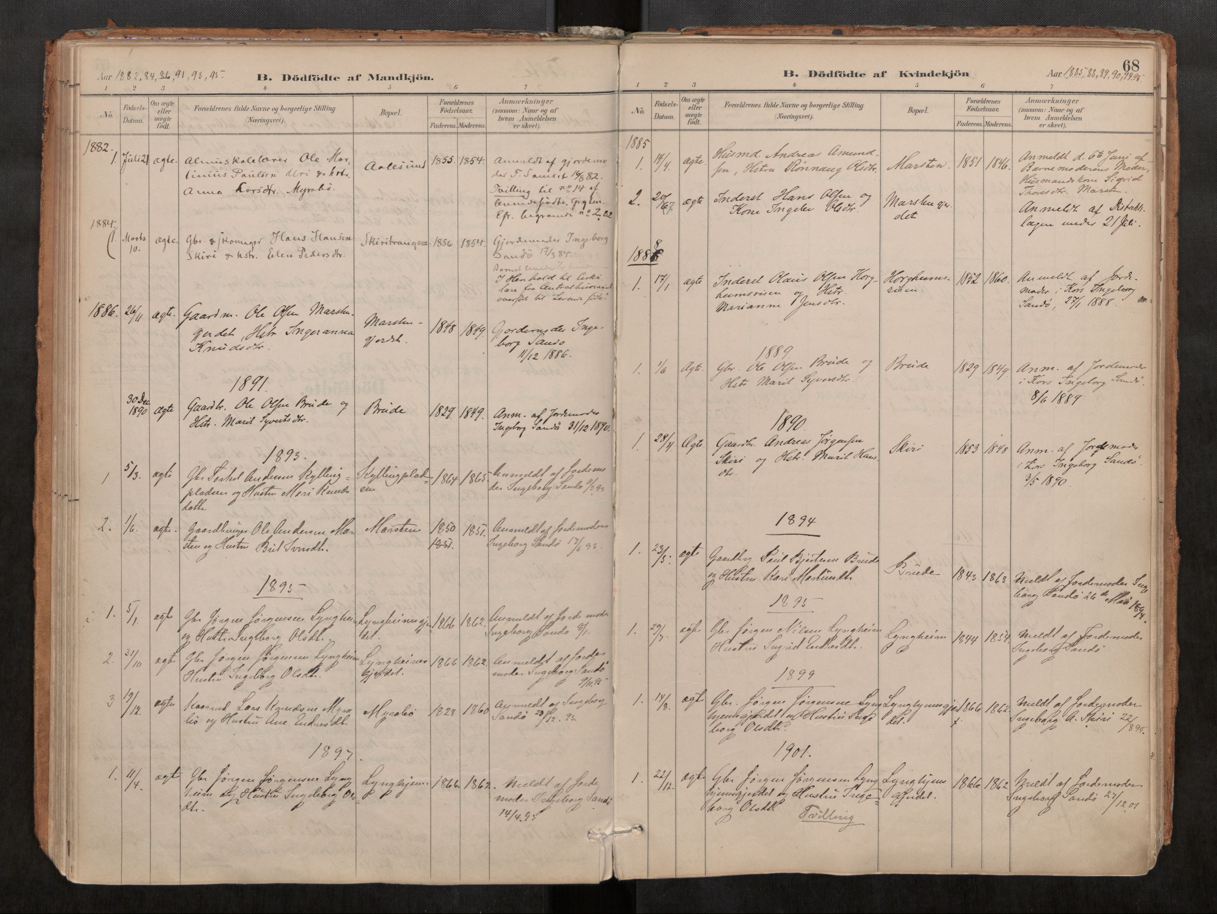 Ministerialprotokoller, klokkerbøker og fødselsregistre - Møre og Romsdal, SAT/A-1454/546/L0599: Parish register (official) no. 546A03, 1882-1920, p. 68