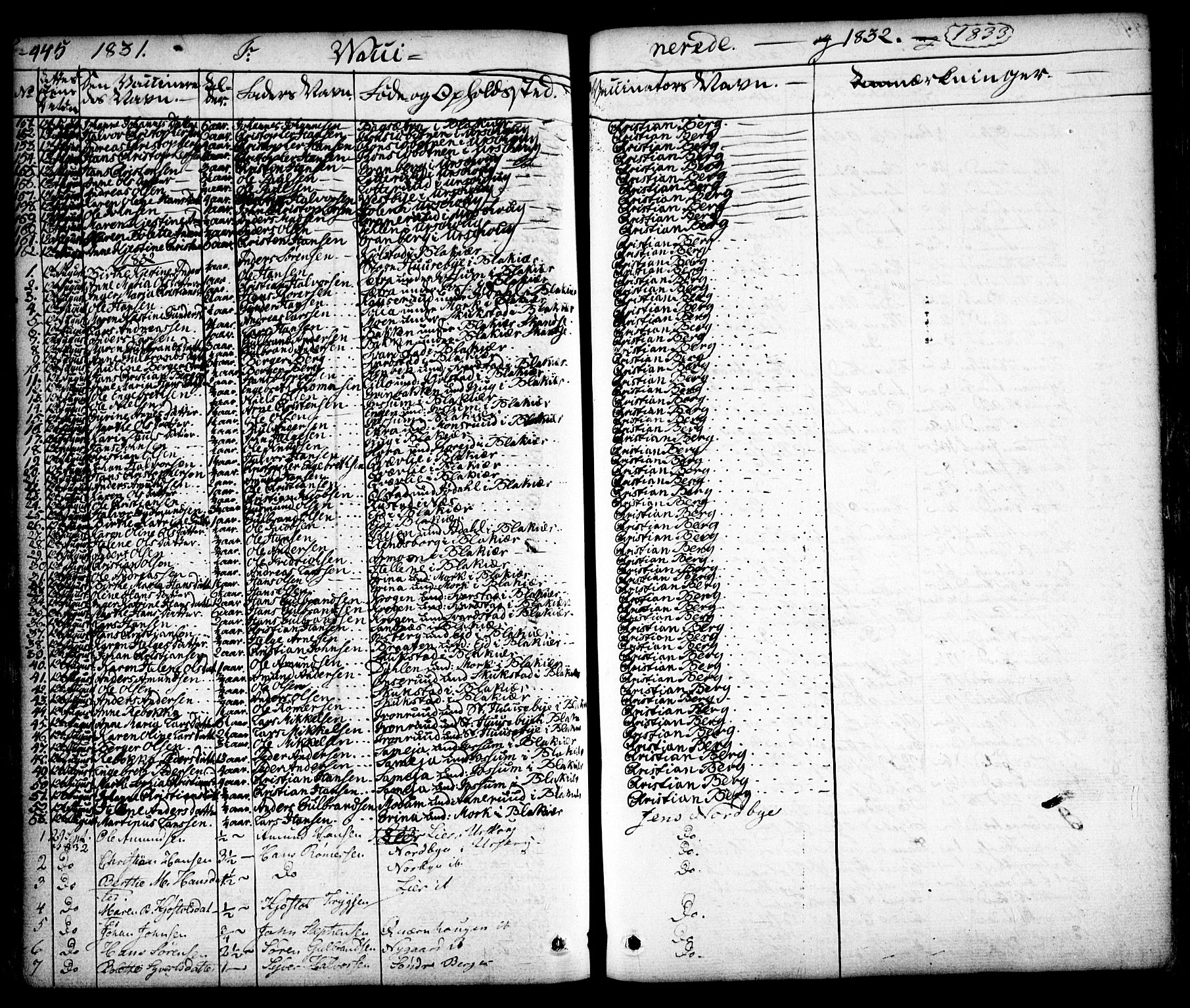 Aurskog prestekontor Kirkebøker, SAO/A-10304a/F/Fa/L0006: Parish register (official) no. I 6, 1829-1853, p. 445