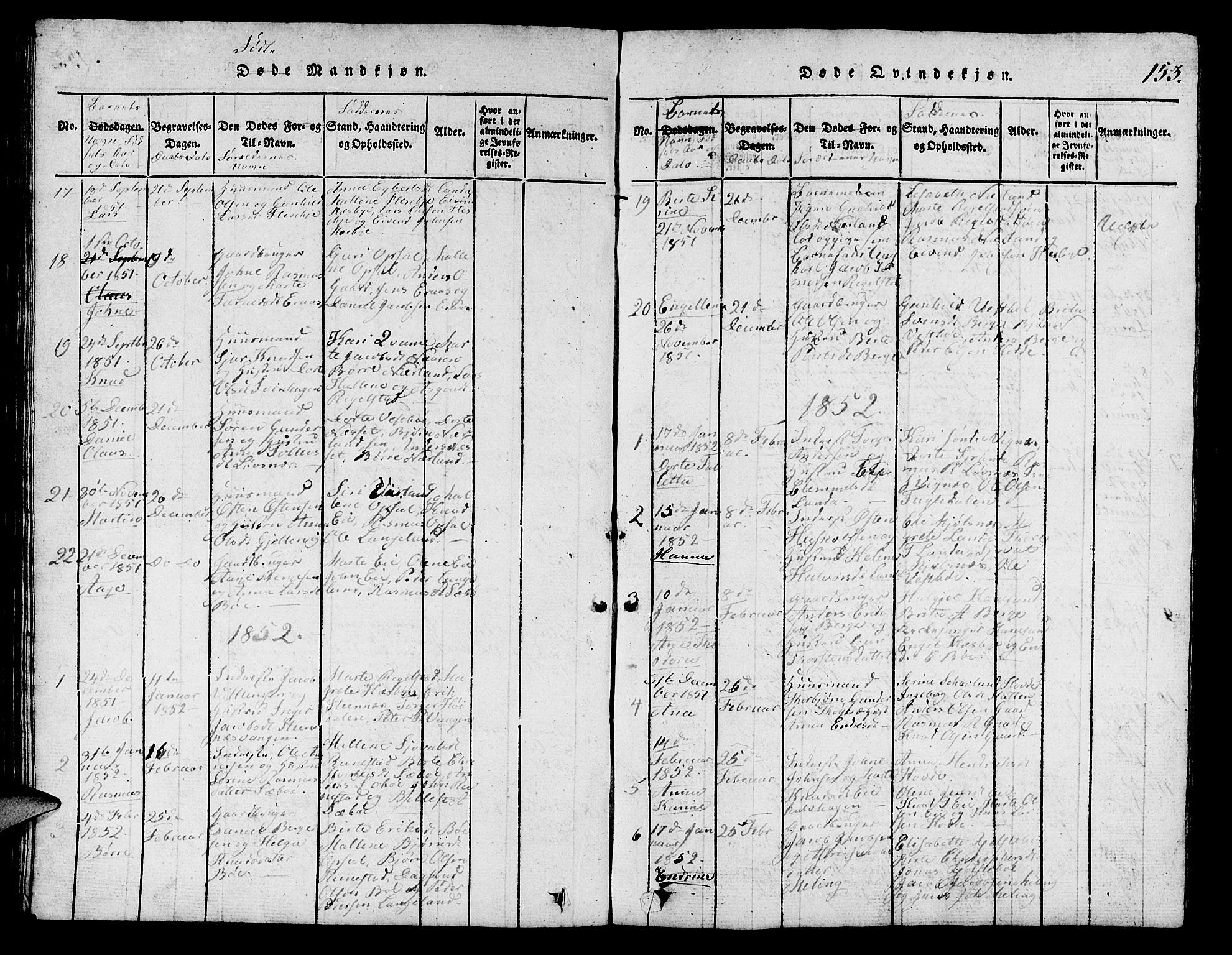 Finnøy sokneprestkontor, SAST/A-101825/H/Ha/Hab/L0001: Parish register (copy) no. B 1, 1816-1856, p. 153