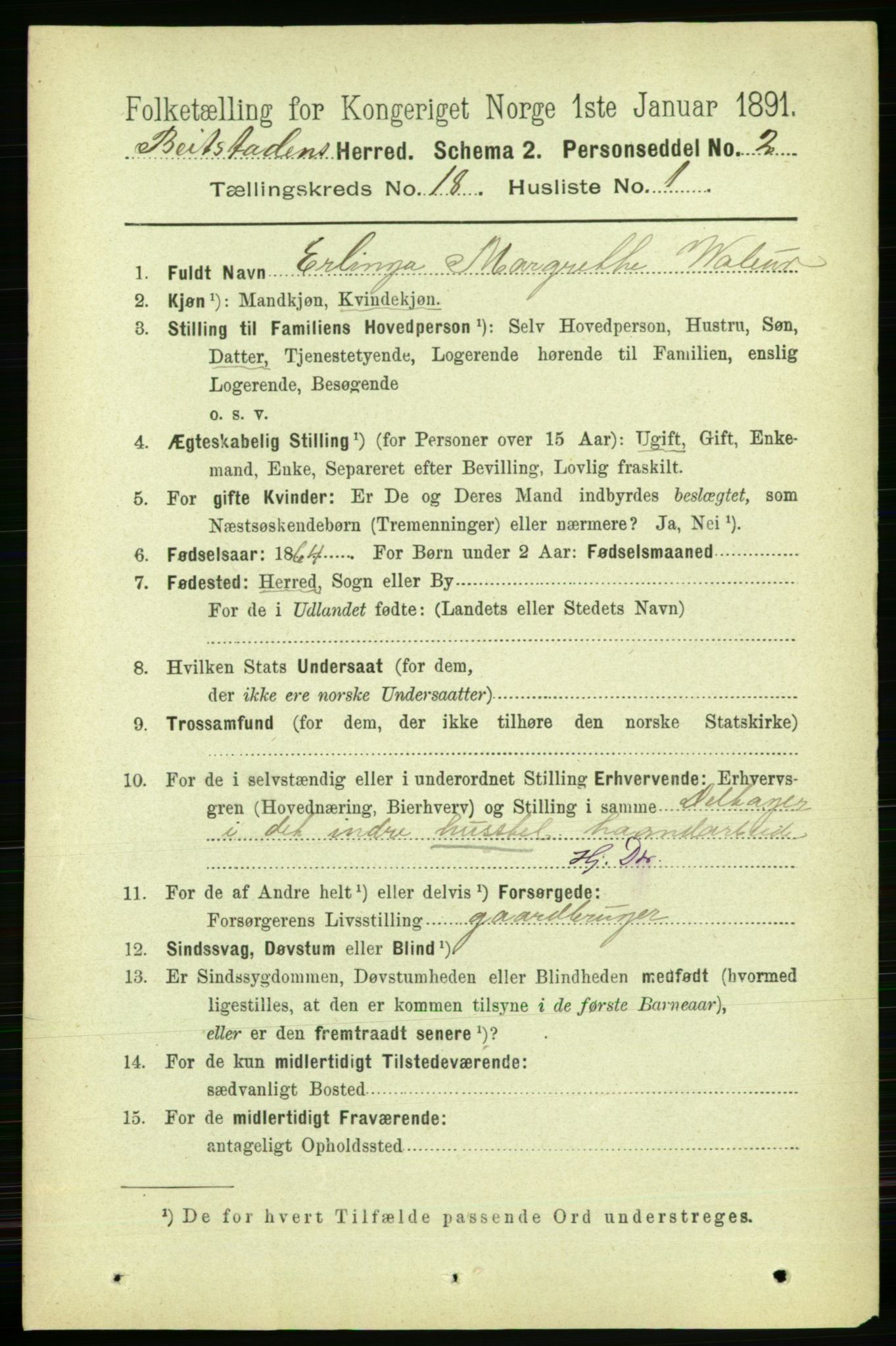 RA, 1891 census for 1727 Beitstad, 1891, p. 4617