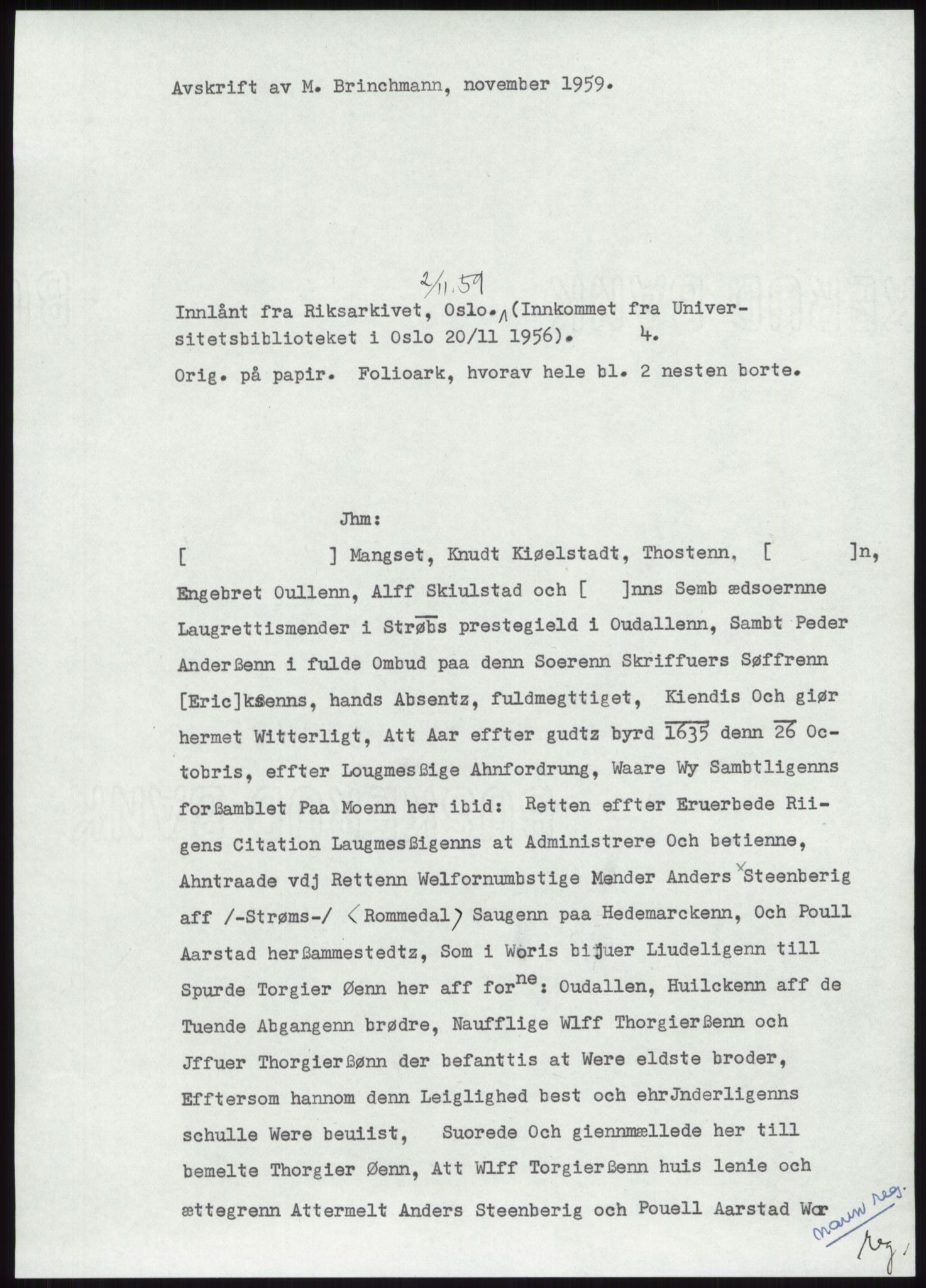 Samlinger til kildeutgivelse, Diplomavskriftsamlingen, RA/EA-4053/H/Ha, p. 1771