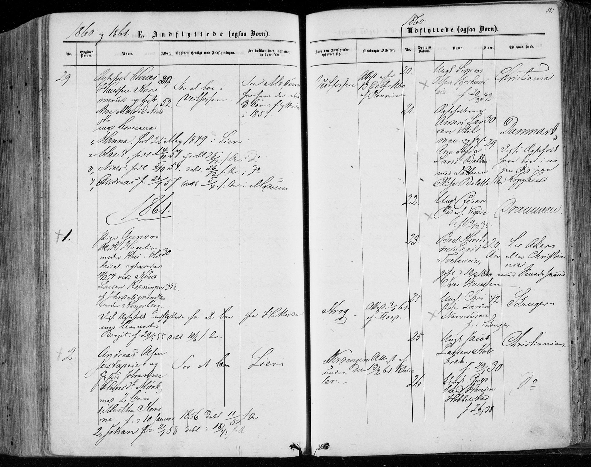 Eiker kirkebøker, SAKO/A-4/F/Fa/L0016: Parish register (official) no. I 16, 1860-1868, p. 581