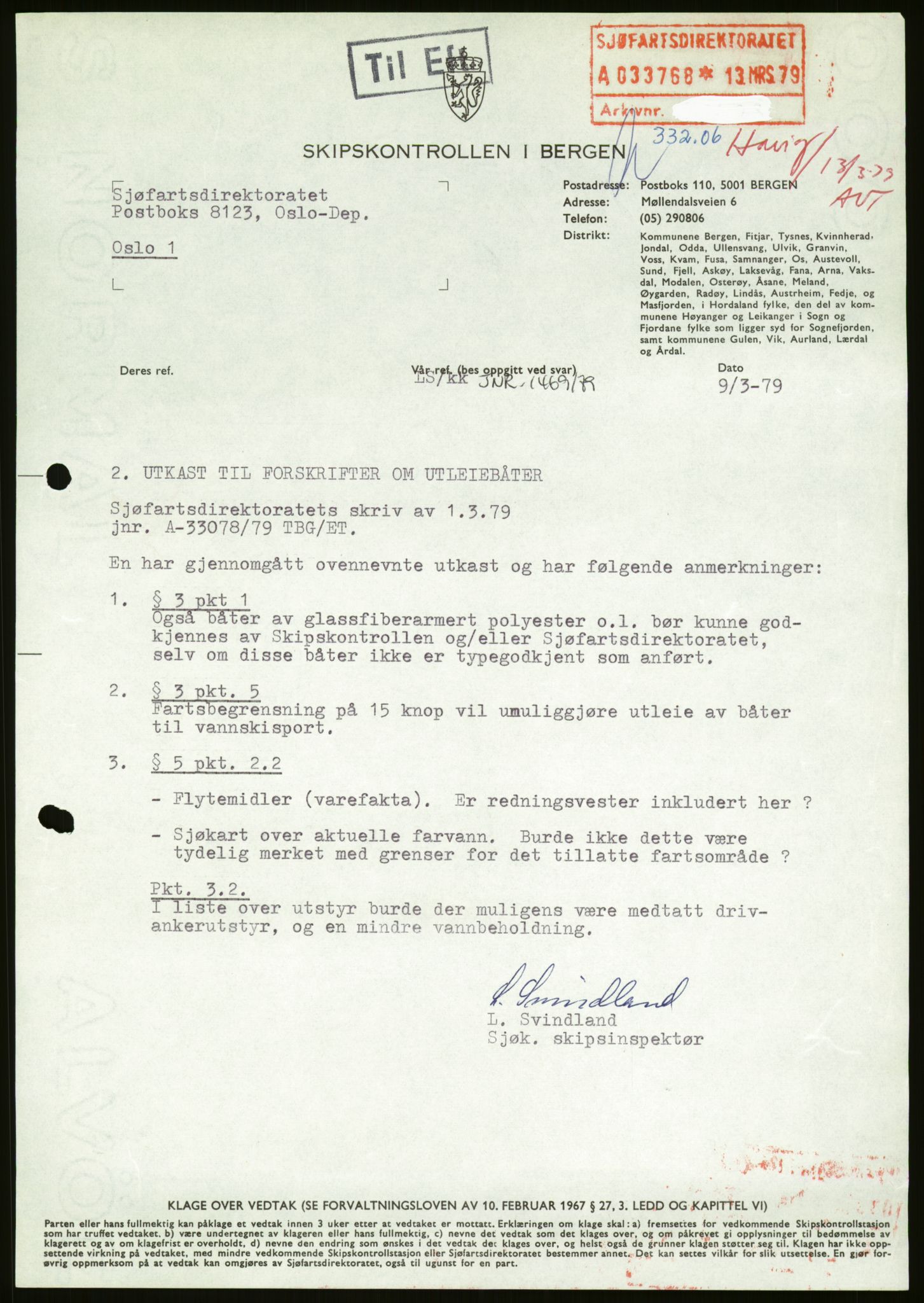 Sjøfartsdirektoratet med forløpere, generelt arkiv, AV/RA-S-1407/D/Du/Duc/L0642/0001: Skipskontrollen - Forskrifter / Forskrift om utleiebåter (2 mapper), 1978-1987, p. 343