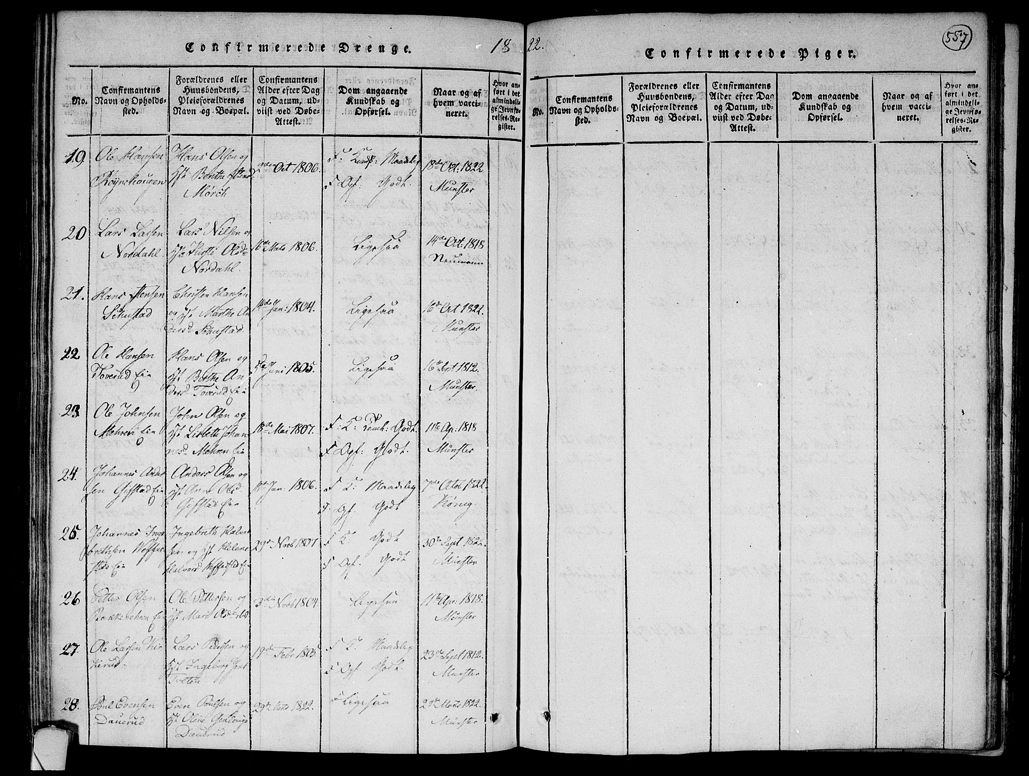 Lier kirkebøker, AV/SAKO-A-230/F/Fa/L0008: Parish register (official) no. I 8, 1813-1825, p. 556-557