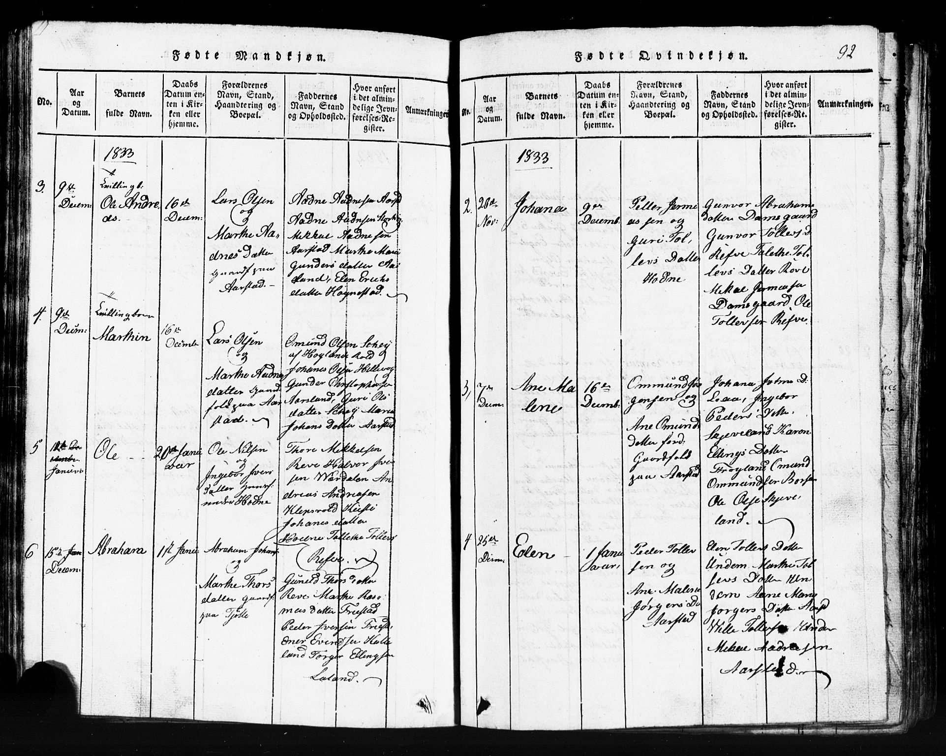 Klepp sokneprestkontor, AV/SAST-A-101803/001/3/30BB/L0001: Parish register (copy) no.  B 1, 1816-1859, p. 92