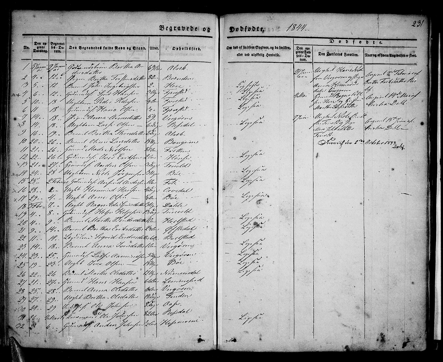 Vik sokneprestembete, AV/SAB-A-81501/H/Haa/Haaa/L0007: Parish register (official) no. A 7, 1831-1845, p. 231