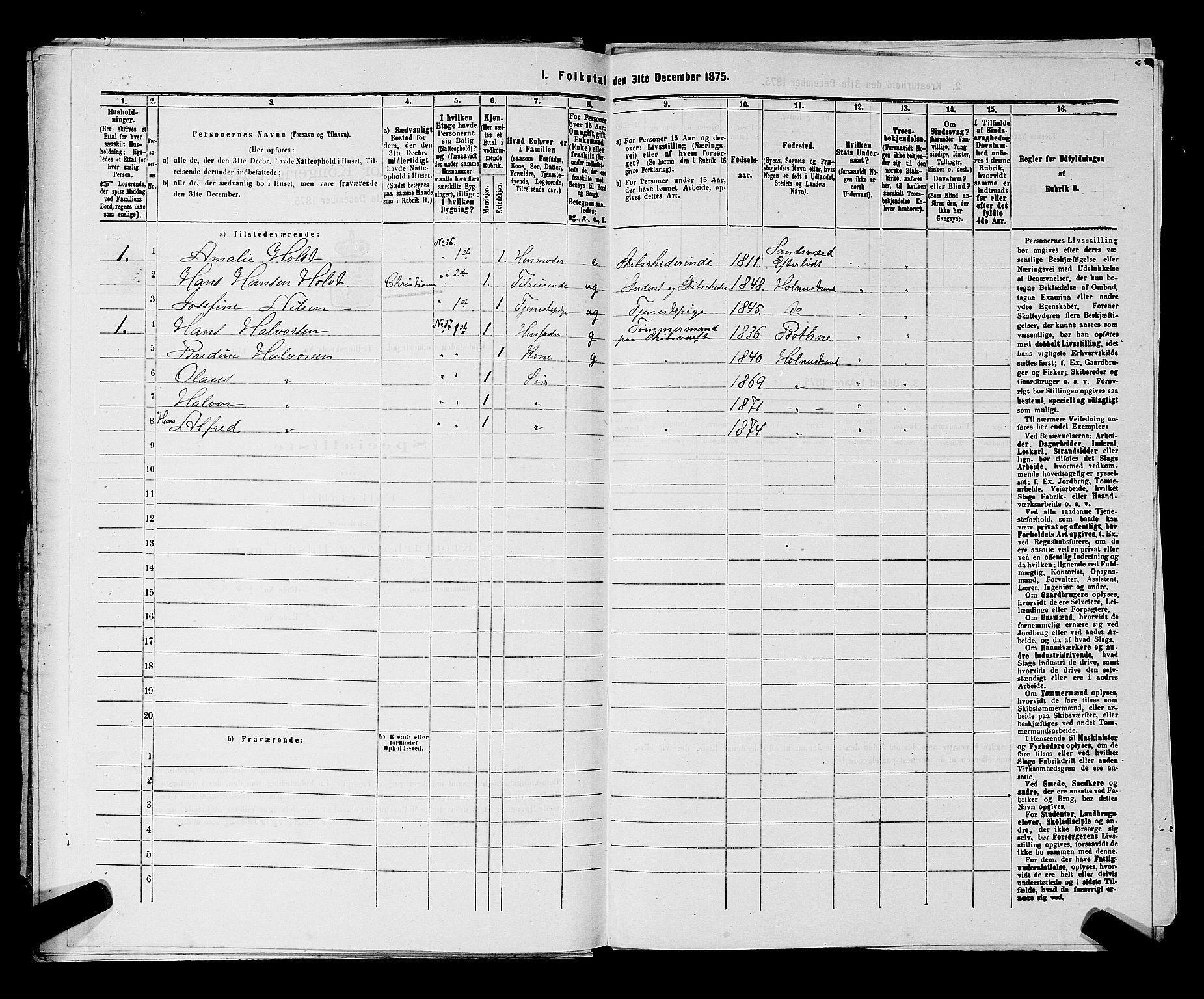 SAKO, 1875 census for 0702P Holmestrand, 1875, p. 164