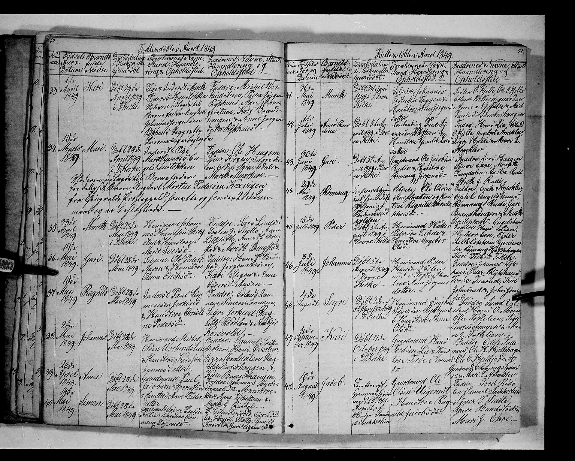 Lesja prestekontor, SAH/PREST-068/H/Ha/Hab/L0003: Parish register (copy) no. 3, 1842-1862, p. 50-51