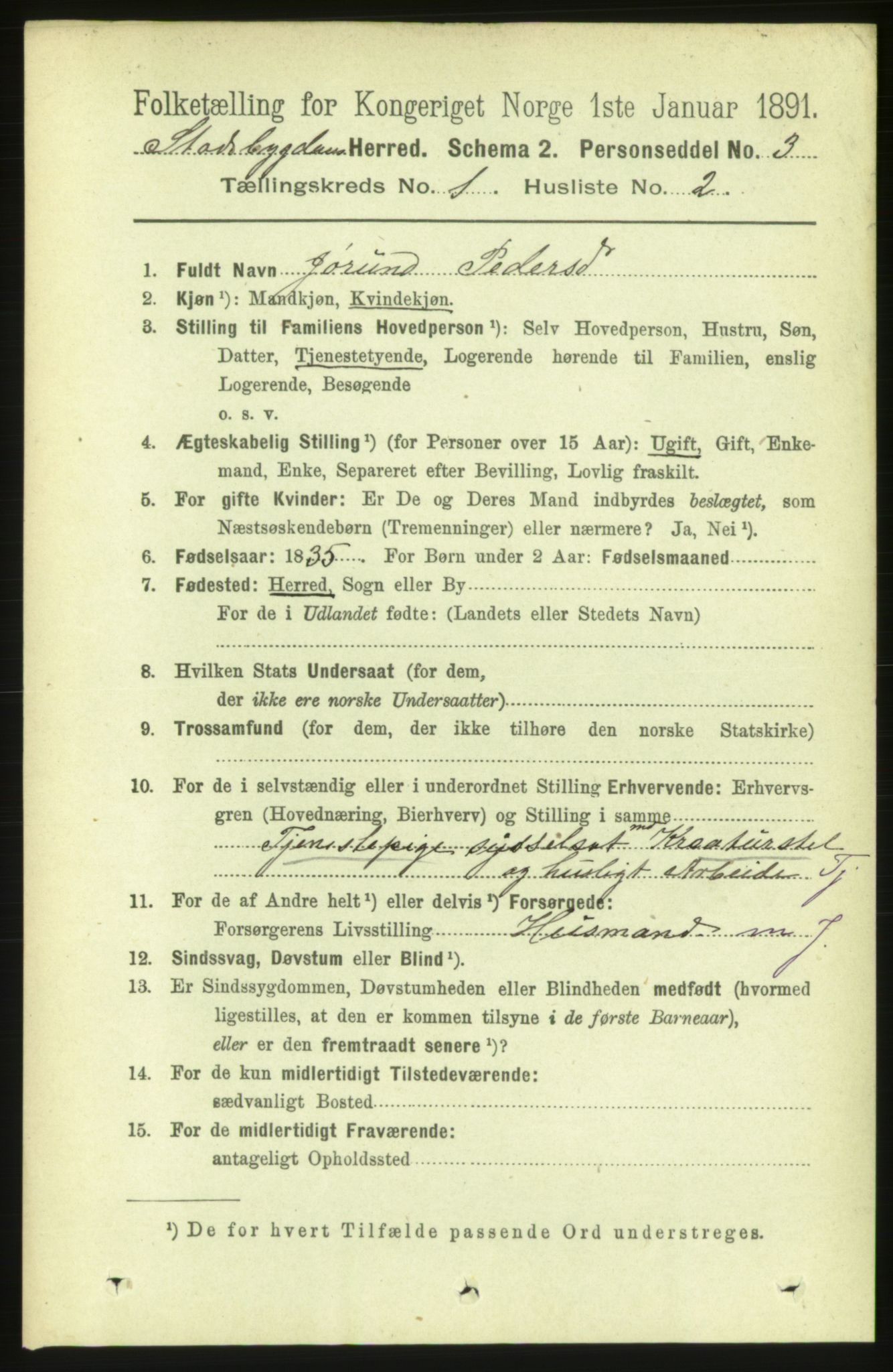 RA, 1891 census for 1625 Stadsbygd, 1891, p. 115