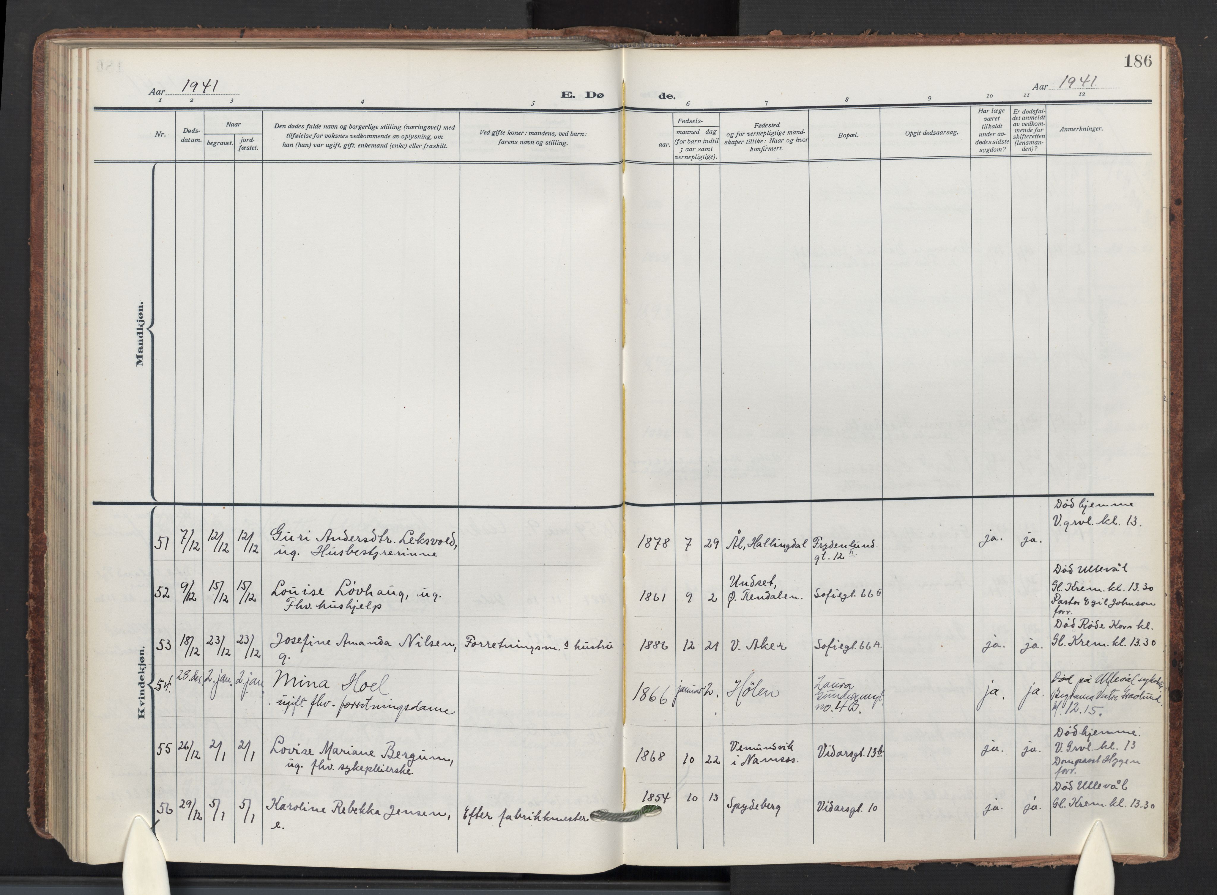 Markus prestekontor Kirkebøker, AV/SAO-A-10830/F/L0004: Parish register (official) no. 4, 1917-1943, p. 186