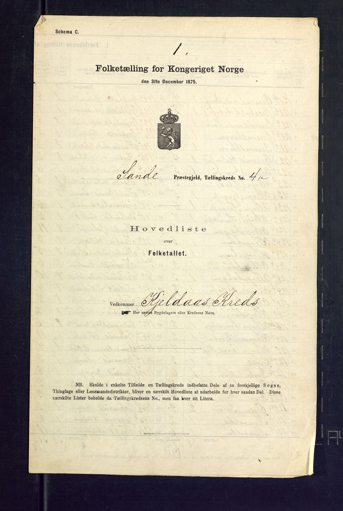 SAKO, 1875 census for 0713P Sande, 1875, p. 21