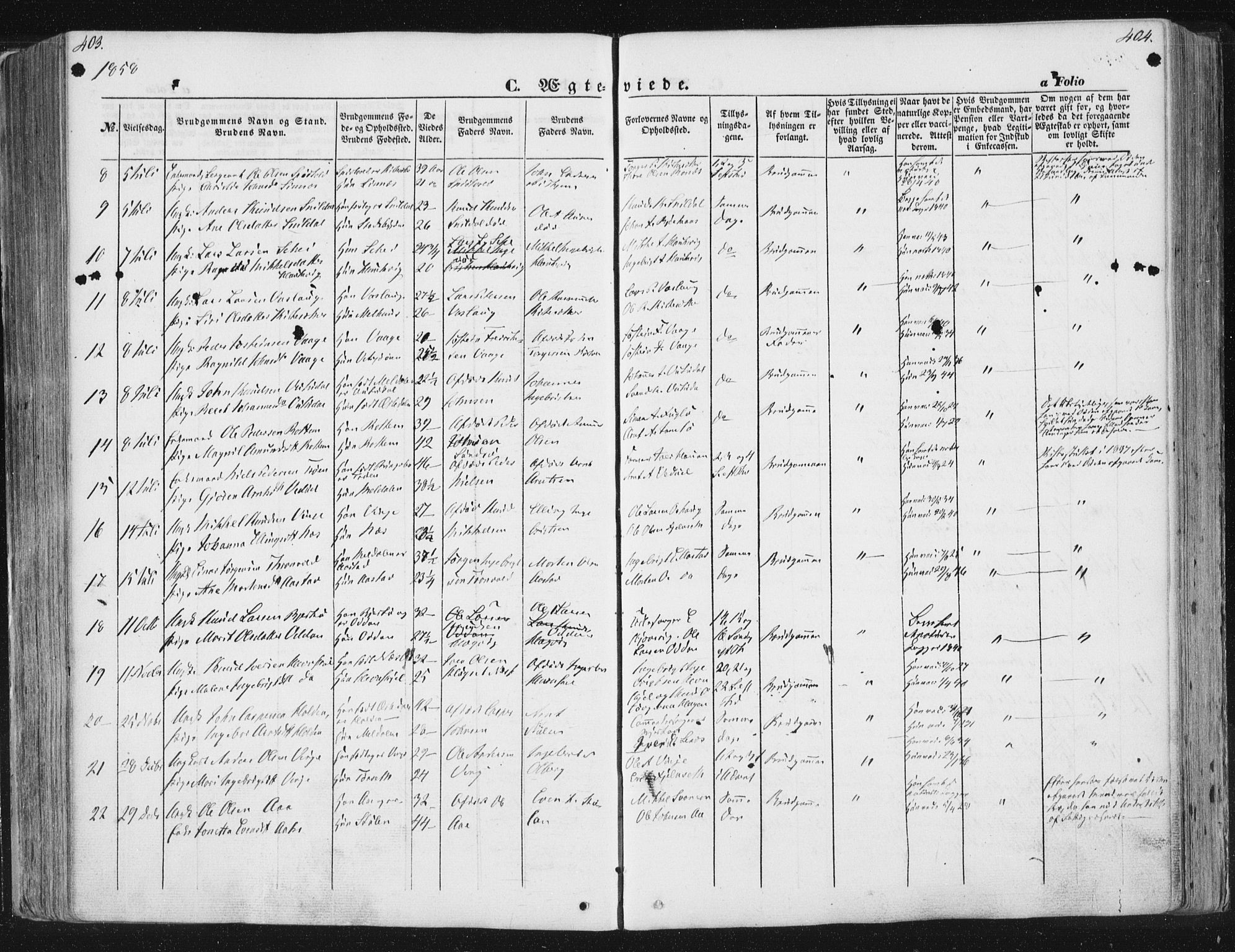 Ministerialprotokoller, klokkerbøker og fødselsregistre - Sør-Trøndelag, SAT/A-1456/630/L0494: Parish register (official) no. 630A07, 1852-1868, p. 403-404