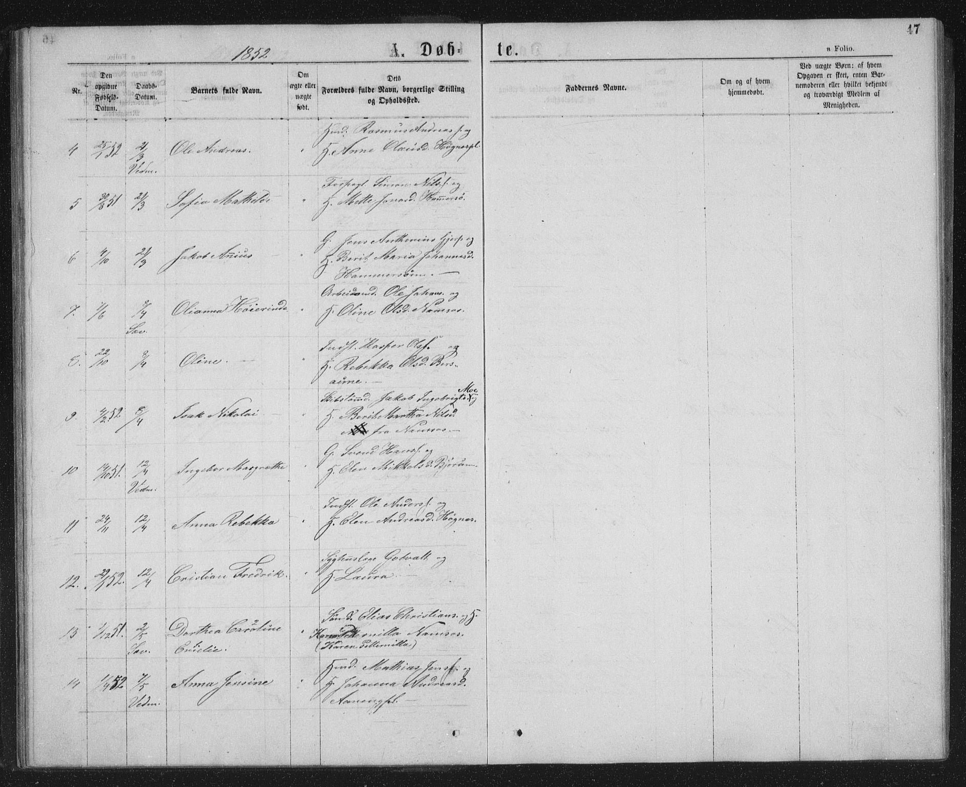 Ministerialprotokoller, klokkerbøker og fødselsregistre - Nord-Trøndelag, AV/SAT-A-1458/768/L0566: Parish register (official) no. 768A01, 1836-1865, p. 47