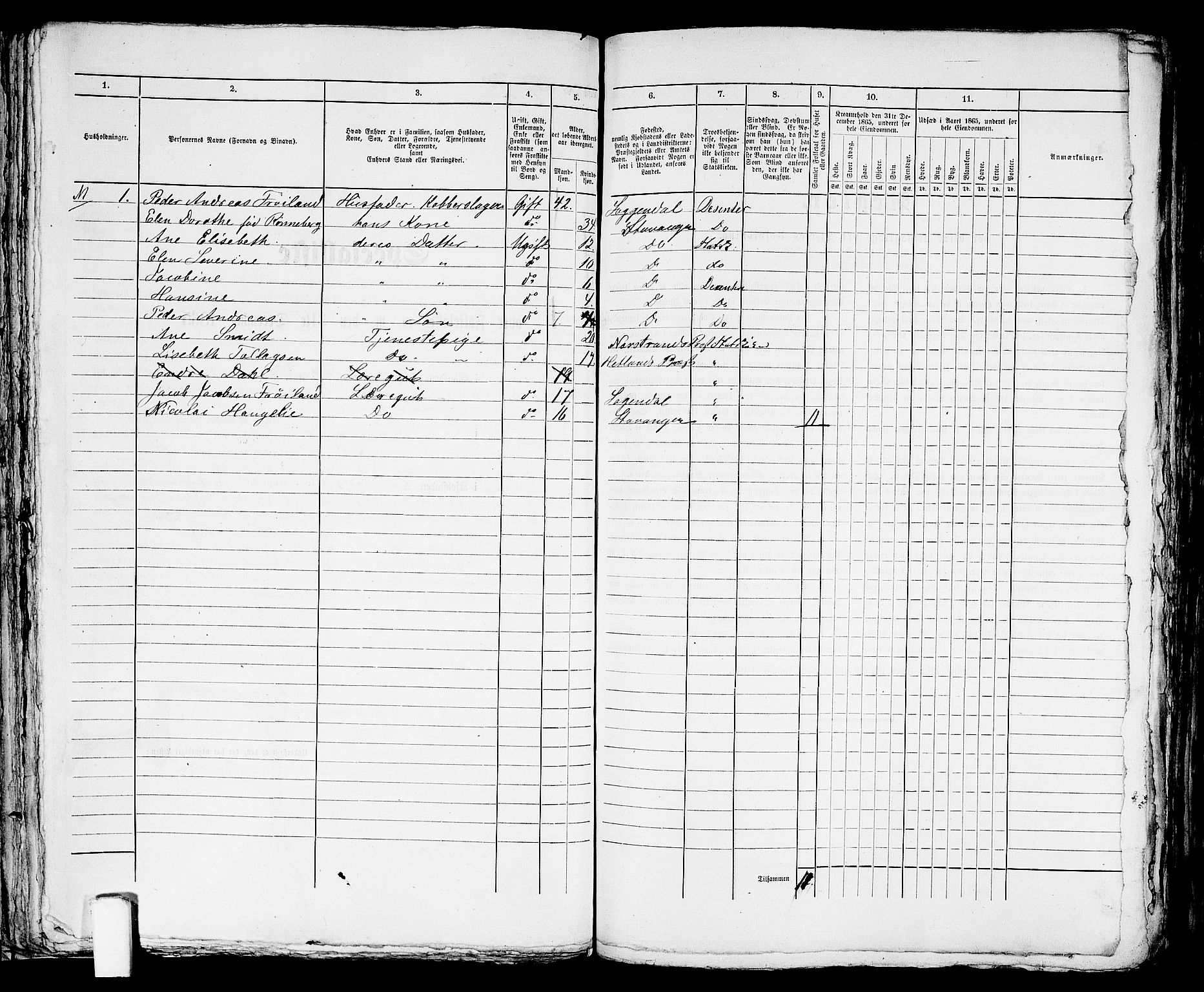 RA, 1865 census for Stavanger, 1865, p. 1614