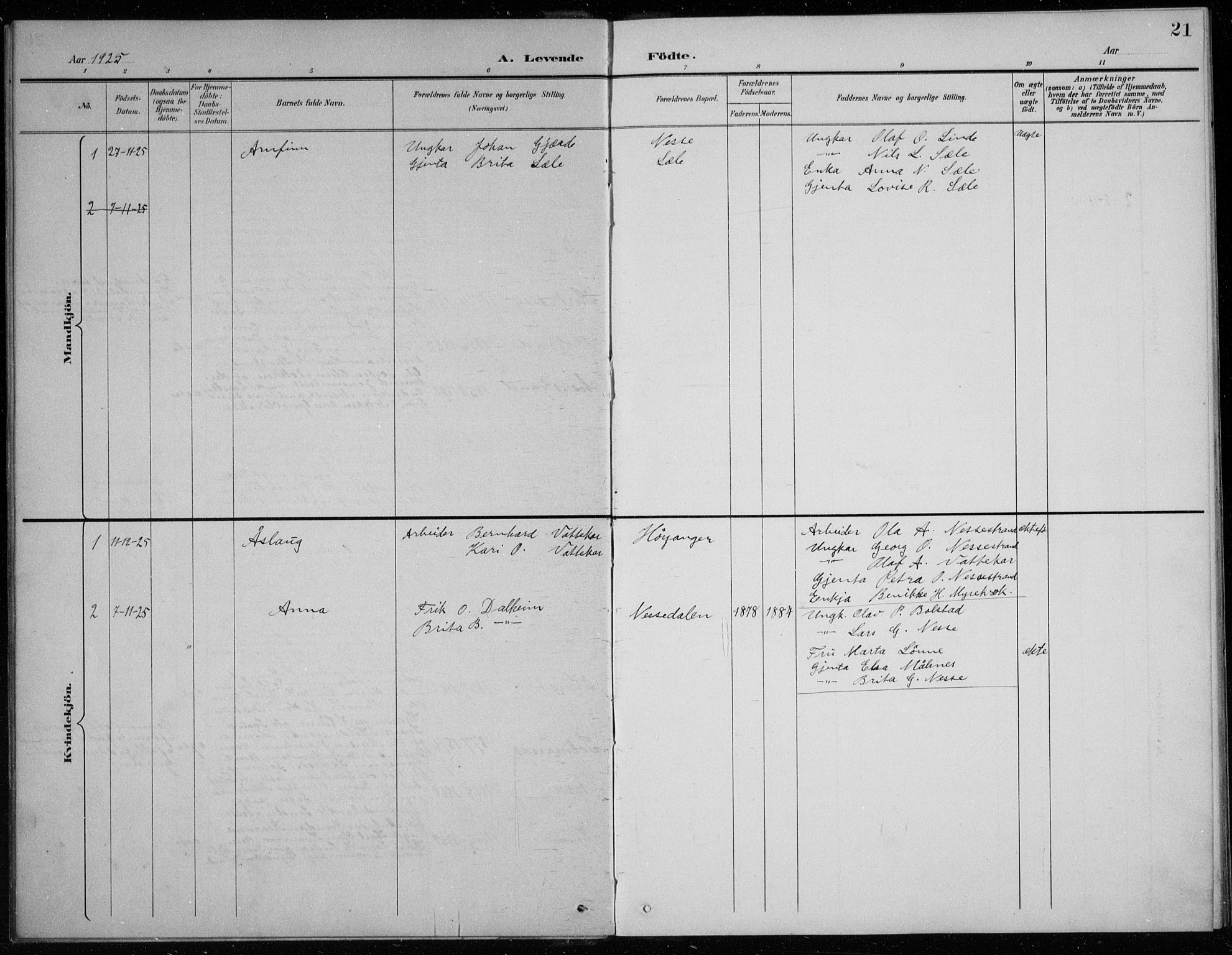 Balestrand sokneprestembete, SAB/A-79601/H/Hab/Habc/L0003: Parish register (copy) no. C 3, 1895-1927, p. 21