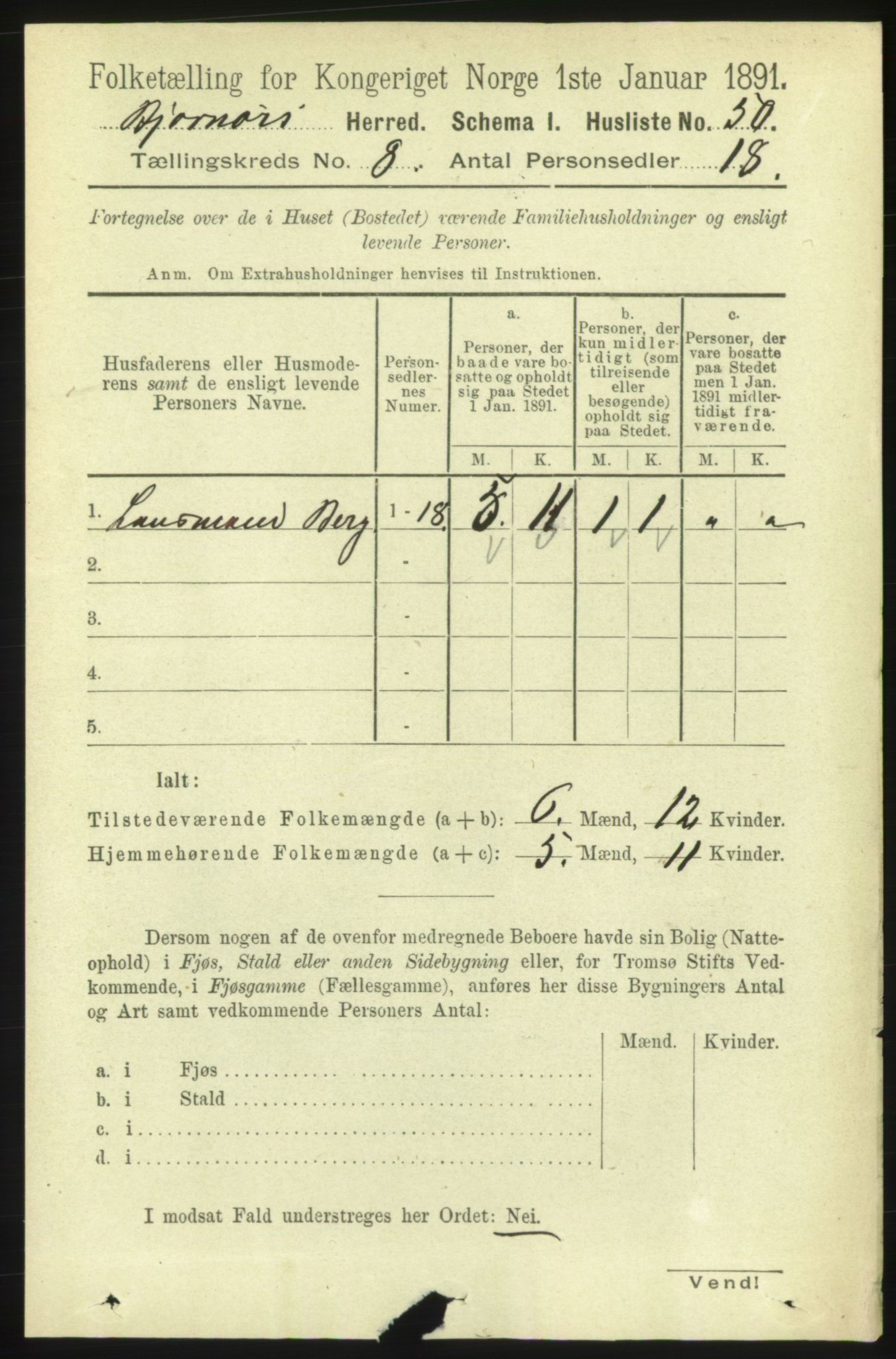 RA, 1891 census for 1632 Bjørnør, 1891, p. 3373