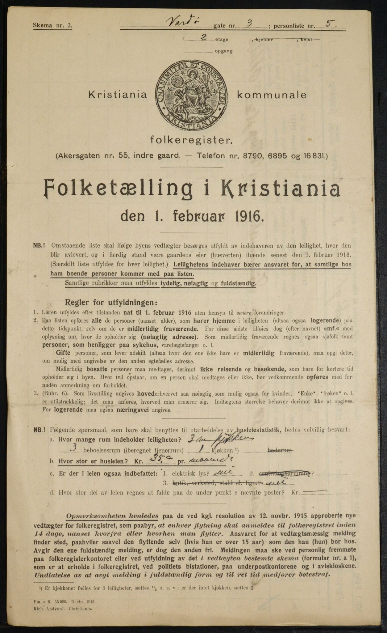 OBA, Municipal Census 1916 for Kristiania, 1916, p. 125647