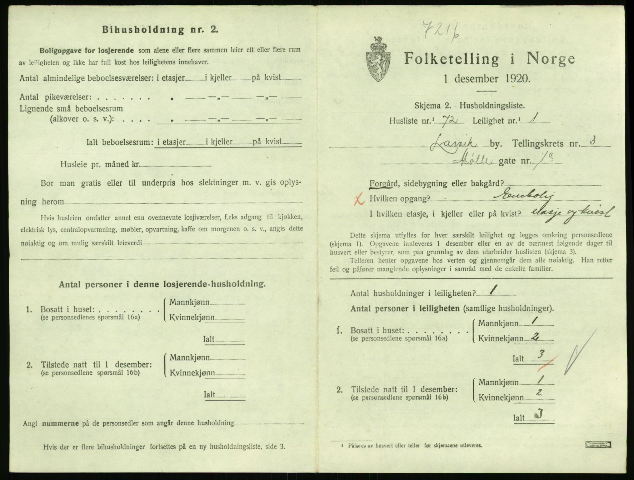 SAKO, 1920 census for Larvik, 1920, p. 4164