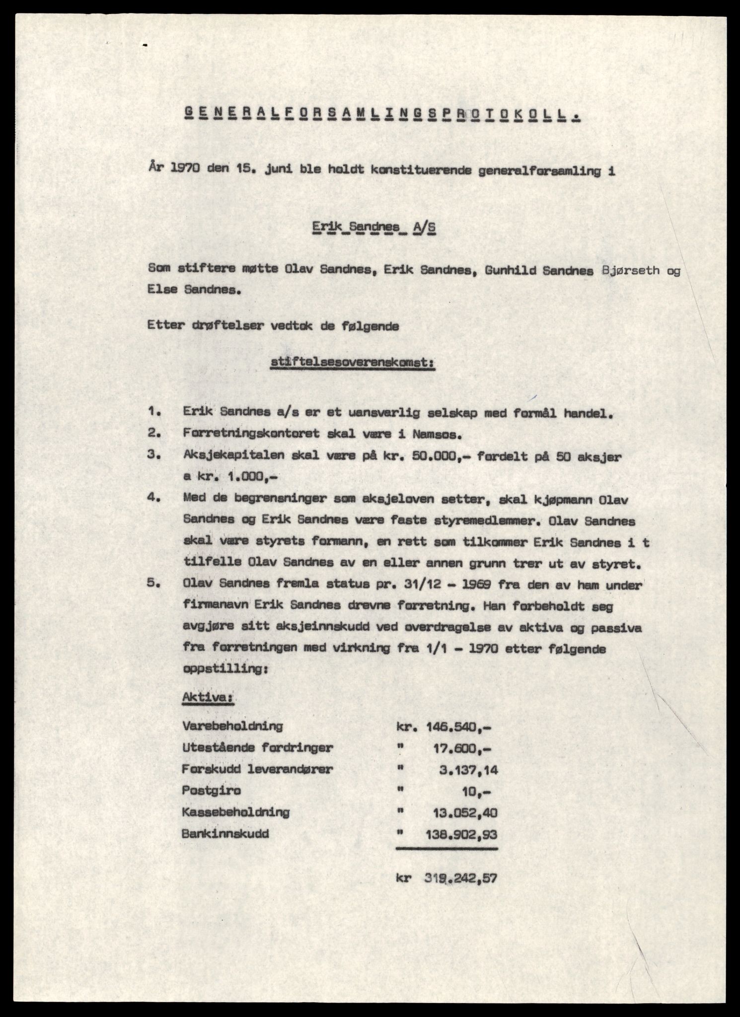Namdal sorenskriveri, SAT/A-4133/2/J/Jd/Jda/L0006: Bilag. Aksjeselskap, S-T, 1930-1990, p. 1