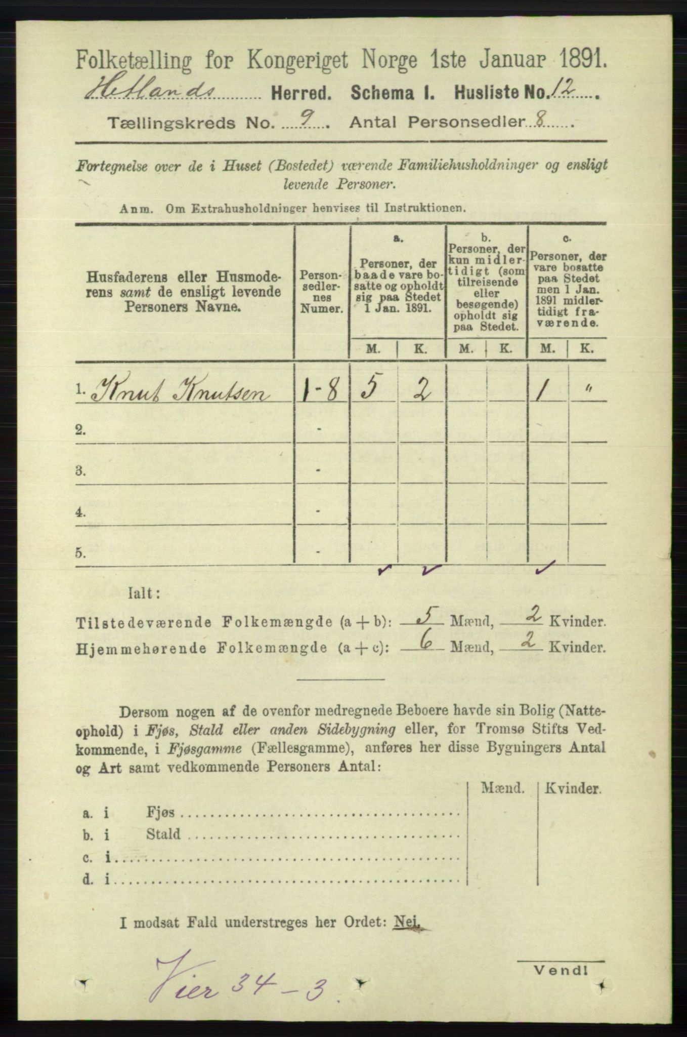 RA, 1891 census for 1126 Hetland, 1891, p. 5017